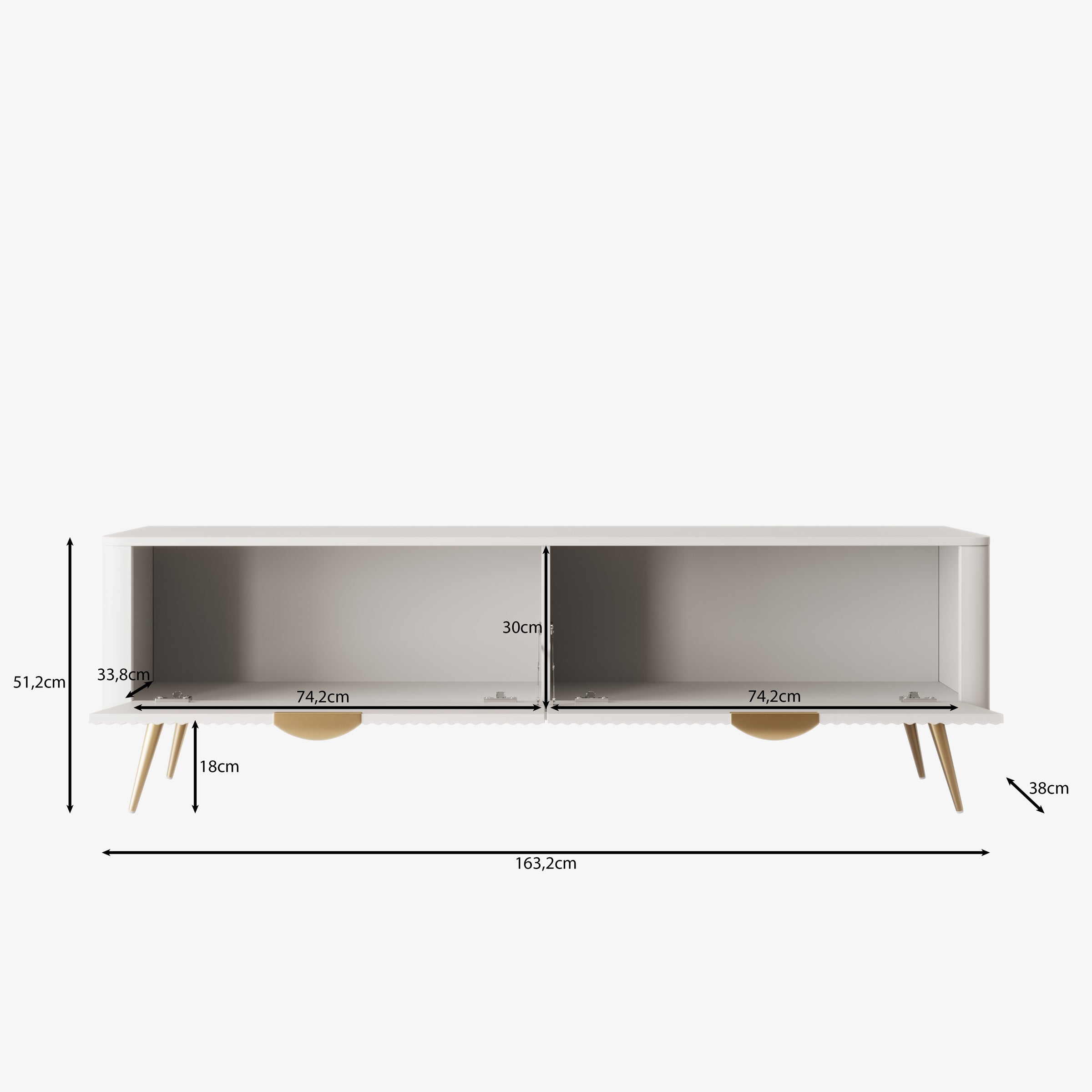 Lima - TV-Meubel - Wit - 163x38x51 cm