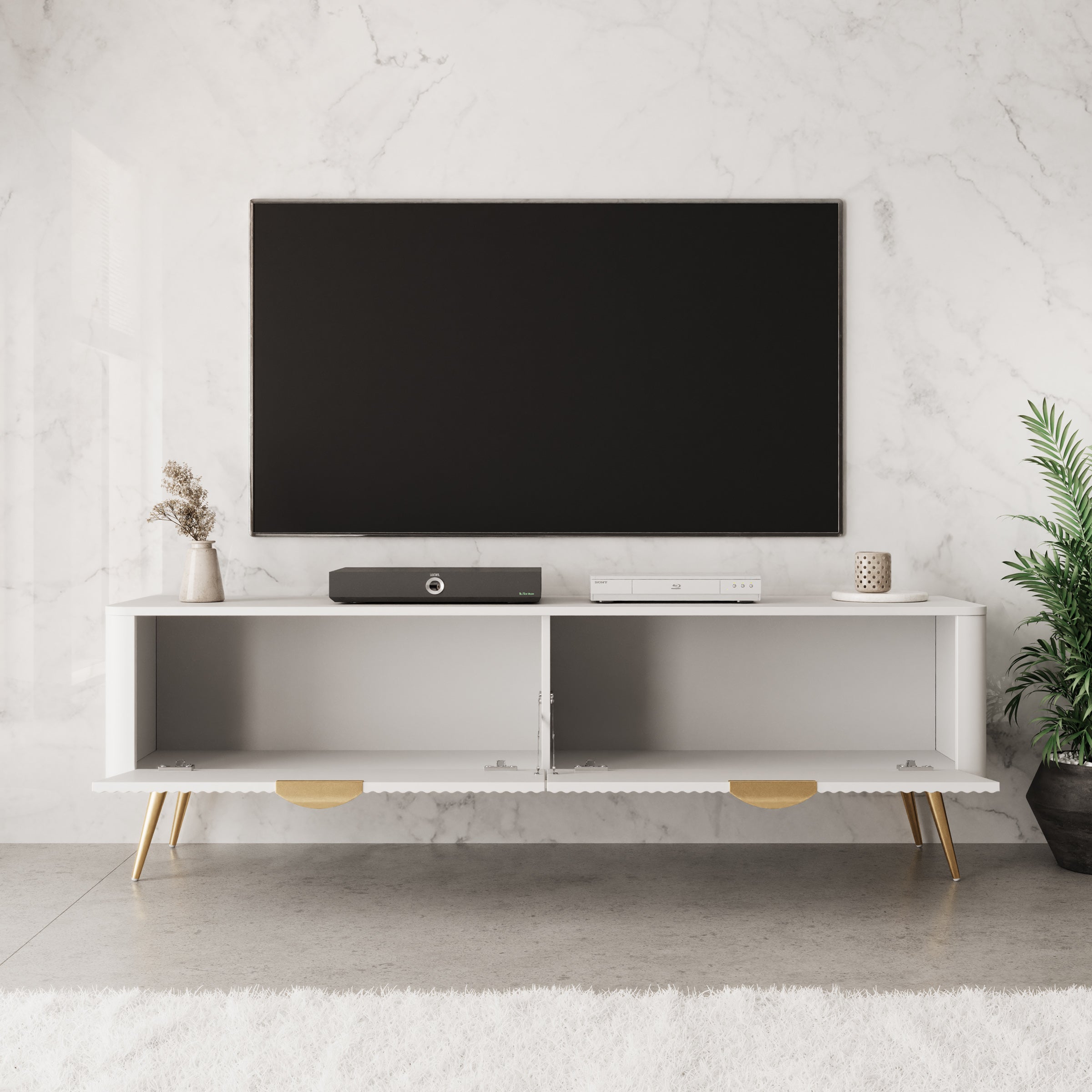 Lima - TV-Meubel - Wit - 163x38x51 cm
