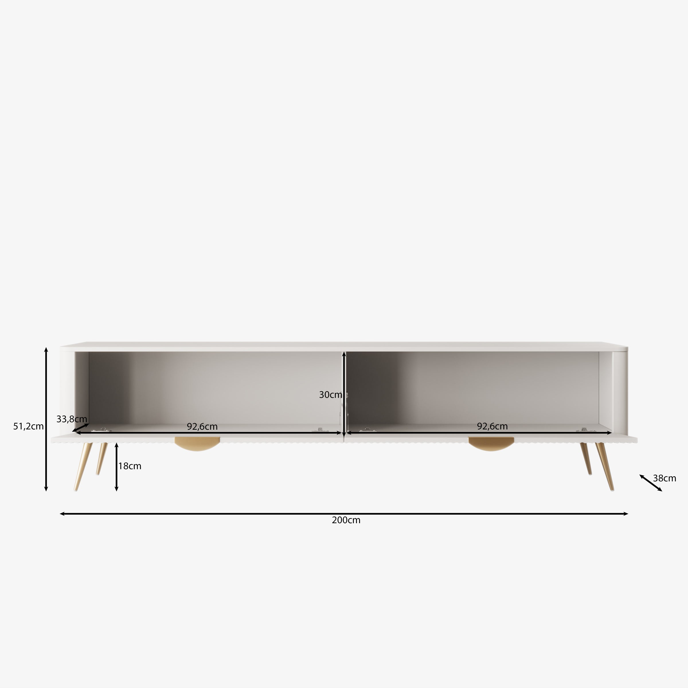 Lima - TV-Meubel - Wit - 200x38x51 cm