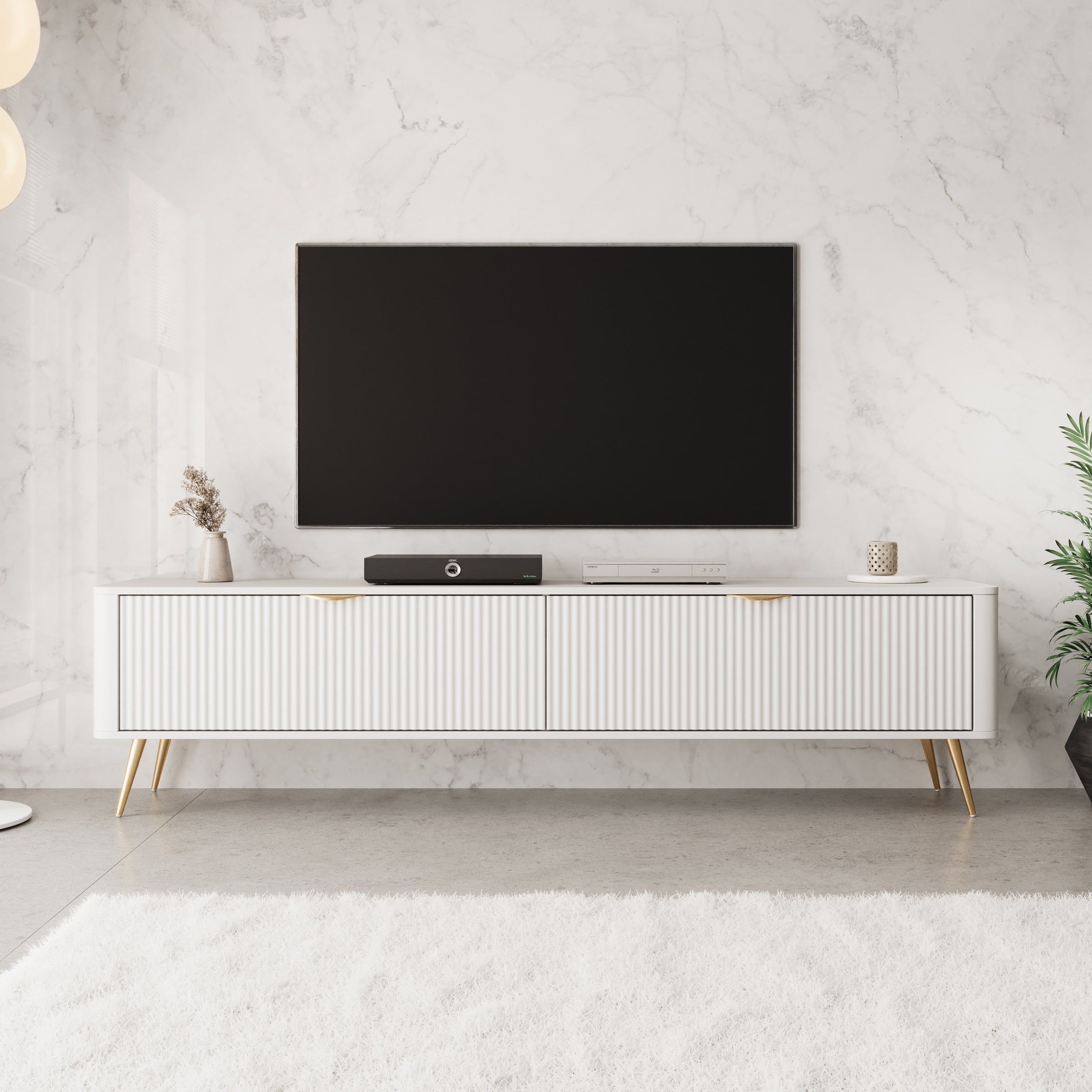 Lima - TV-Meubel - Wit - 200x38x51 cm