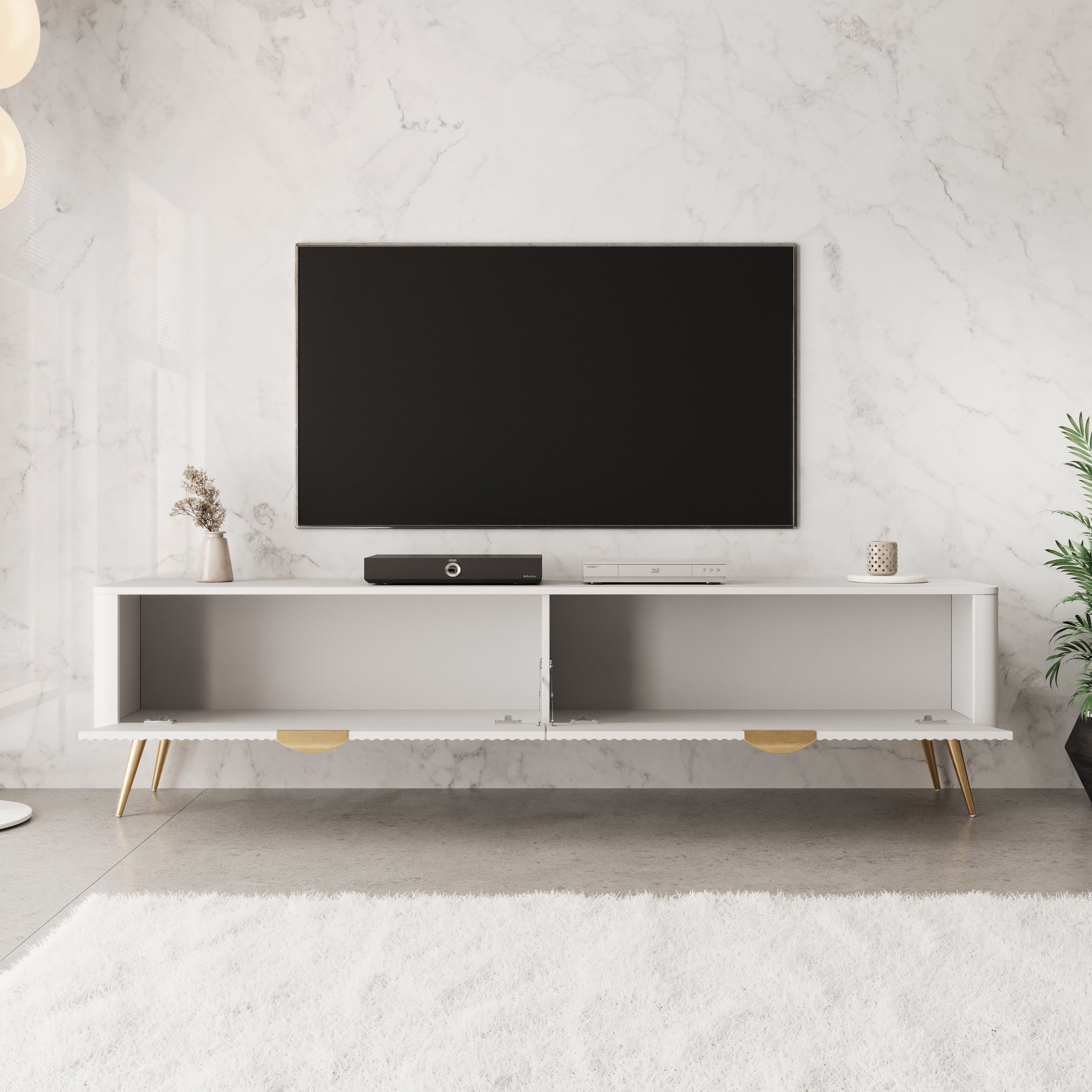 Lima - TV-Meubel - Wit - 200x38x51 cm