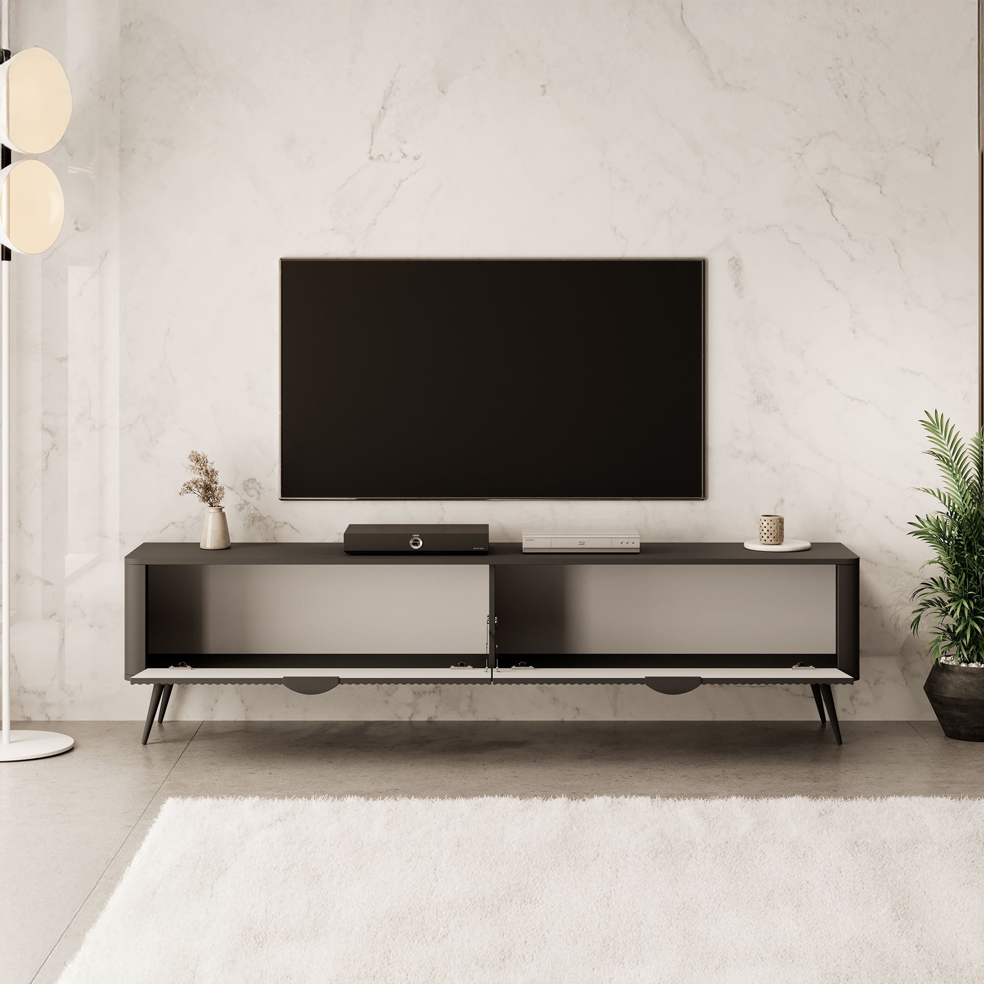 Lima - TV-Meubel - Zwart - 200x38x51 cm