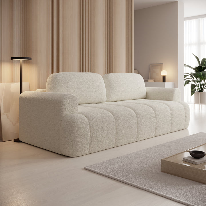 Livo - Slaapbank - Teddystof beige - 240x119x83 cm