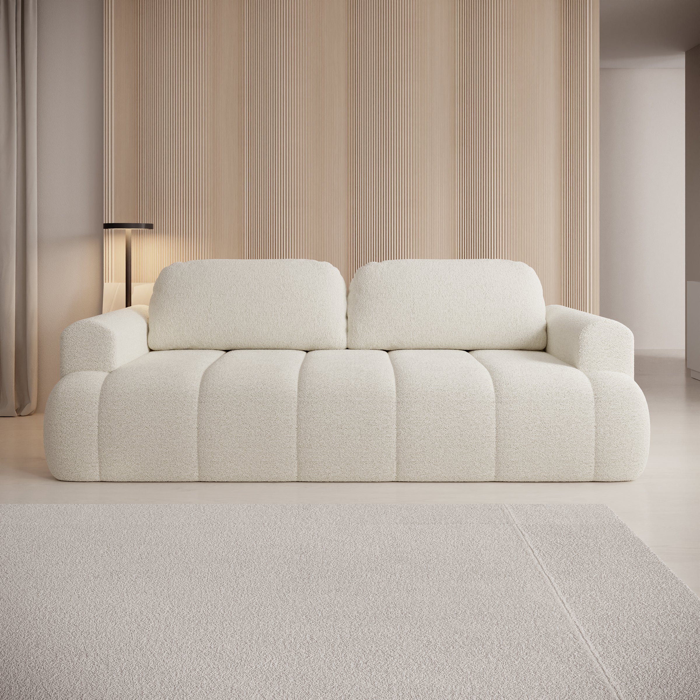 Livo - Slaapbank - Teddystof beige - 240x119x83 cm