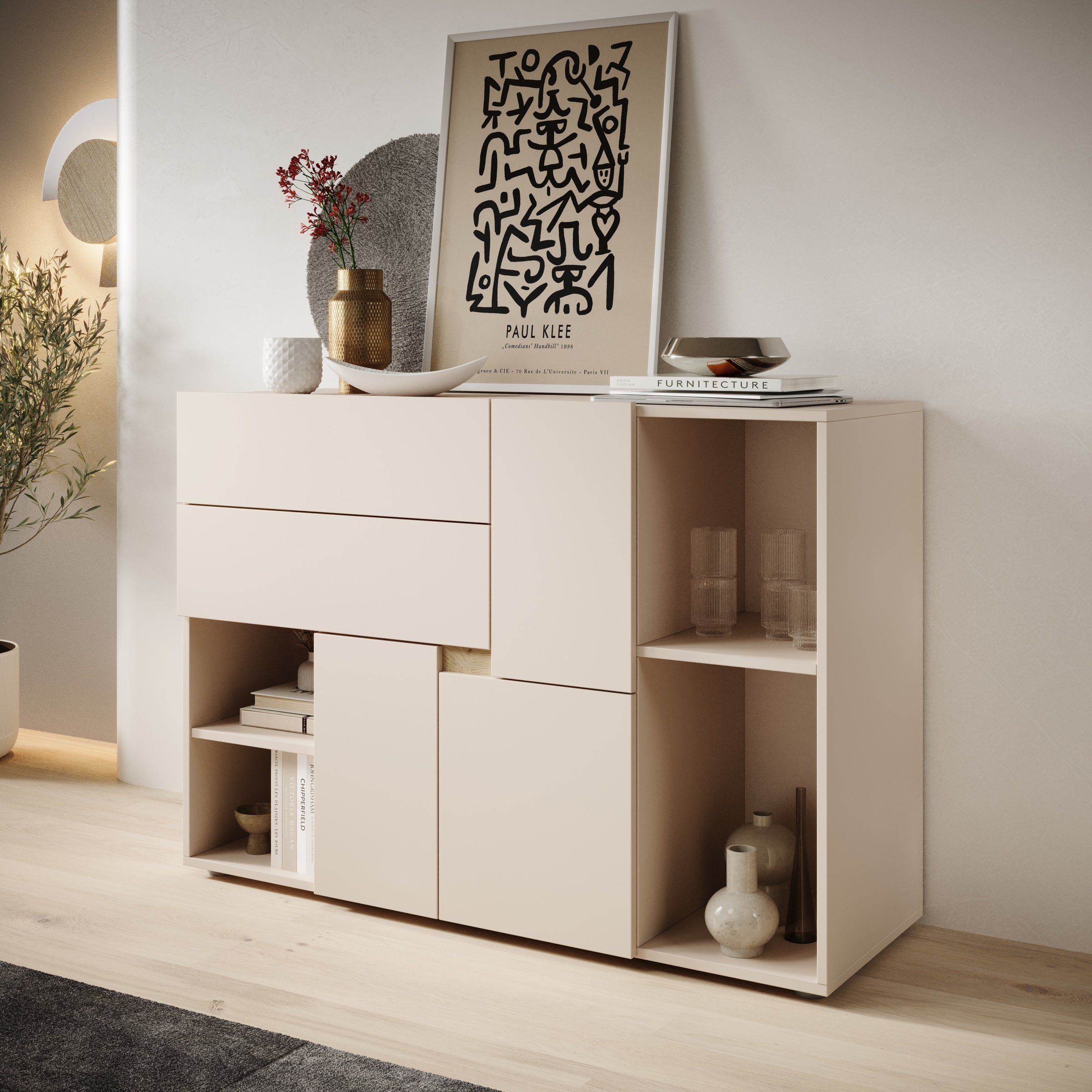 Lombok - Dressoir - Beige - 120x85x42 cm