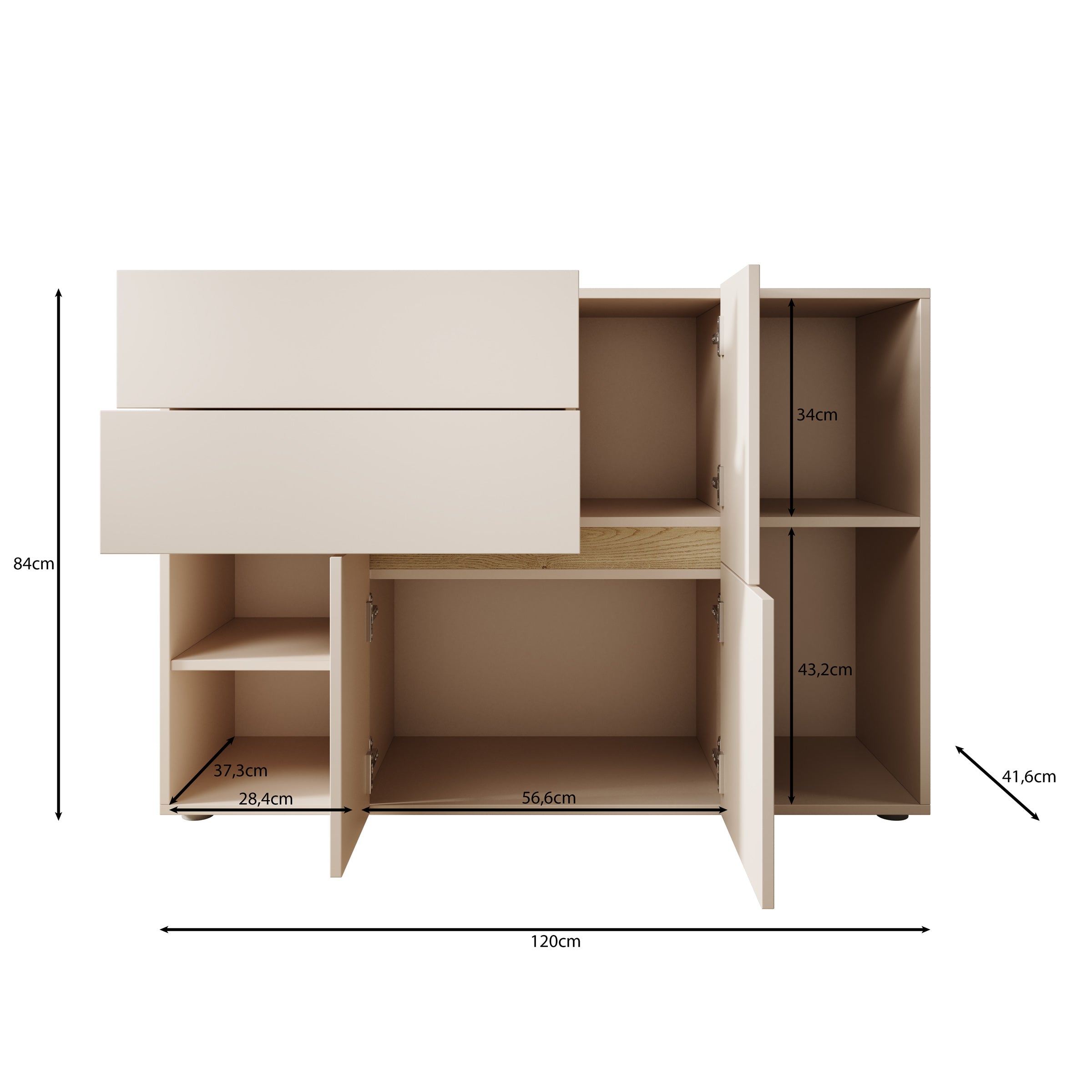 Lombok - Dressoir - Beige - 120x85x42 cm