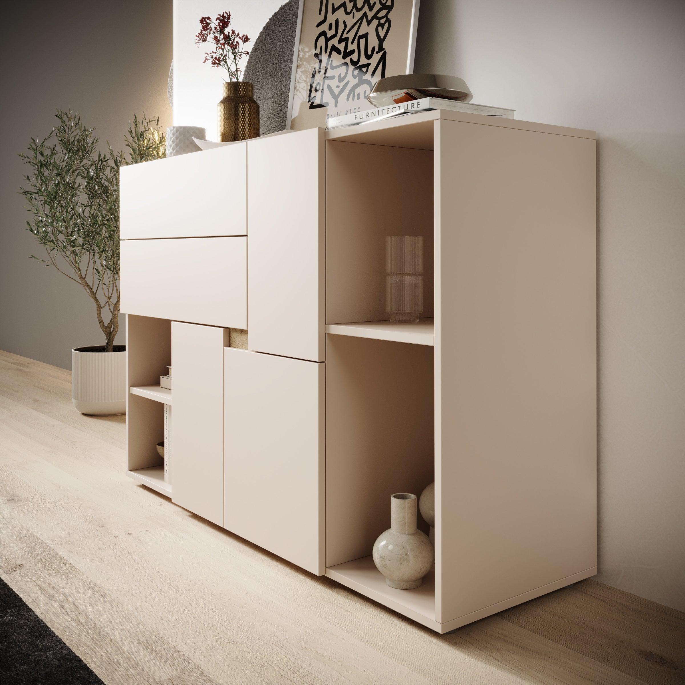 Lombok - Dressoir - Beige - 120x85x42 cm