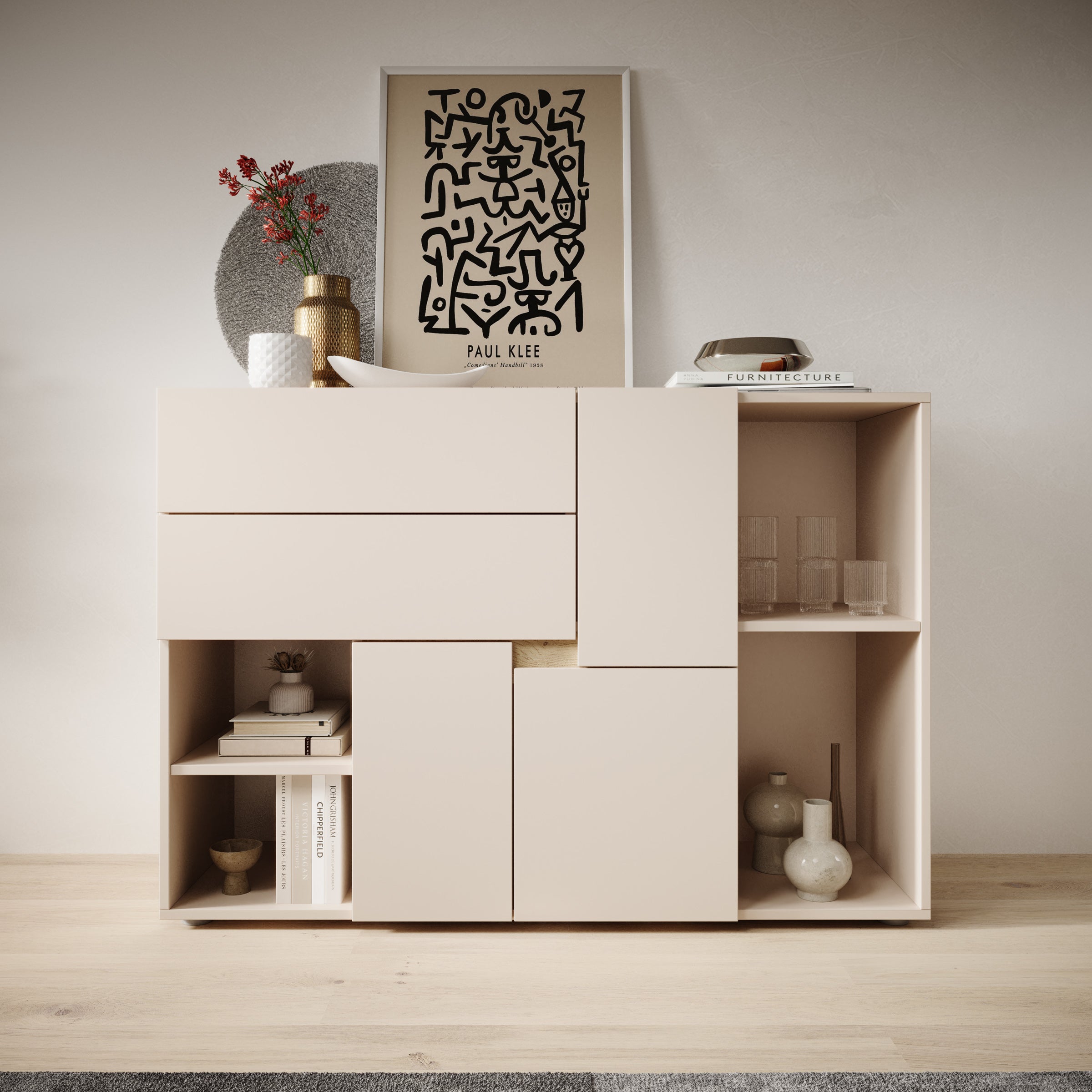 Lombok - Dressoir - Beige - 120x85x42 cm