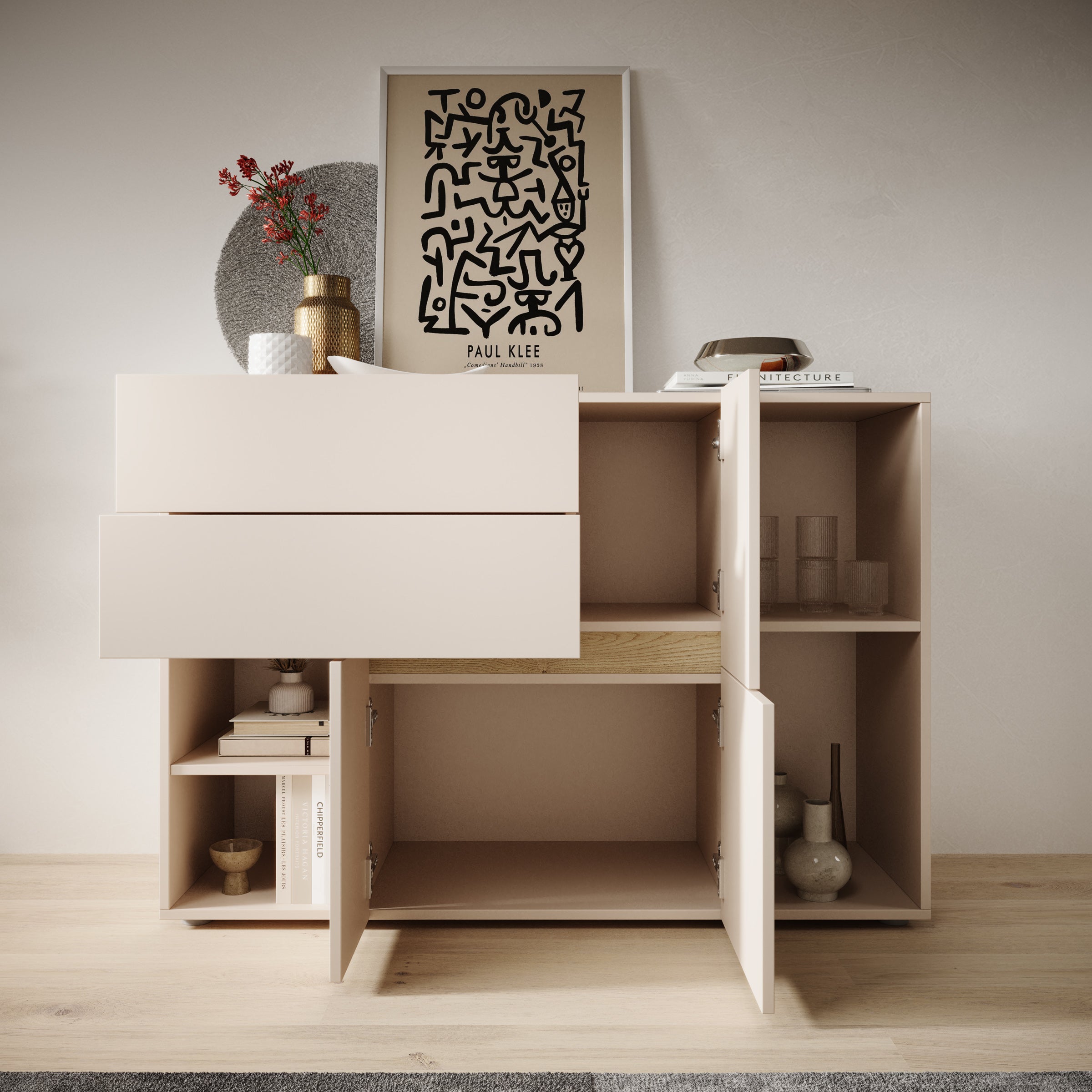 Lombok - Dressoir - Beige - 120x85x42 cm