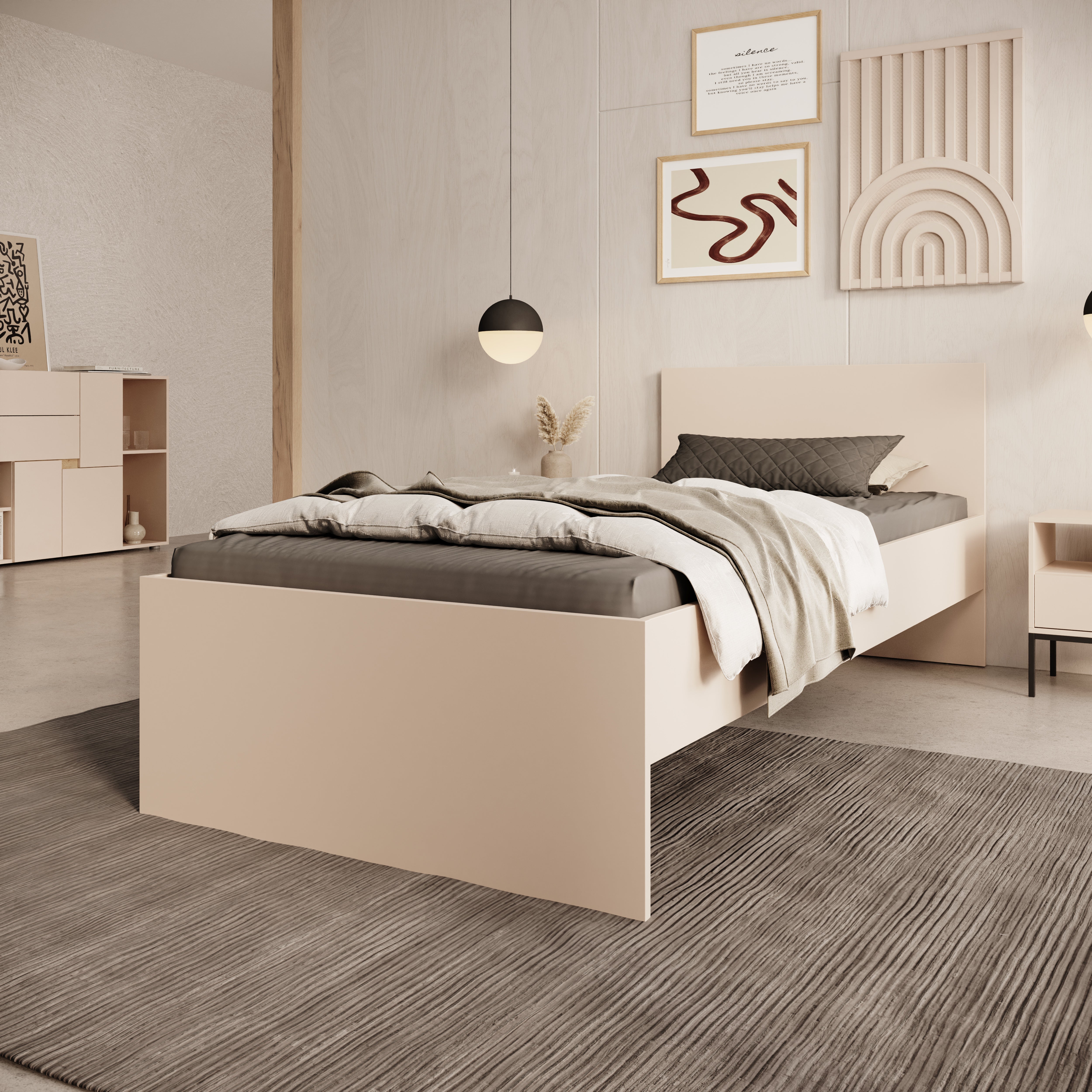 Lombok - Eenpersoonsbed - Beige - 90x200 cm