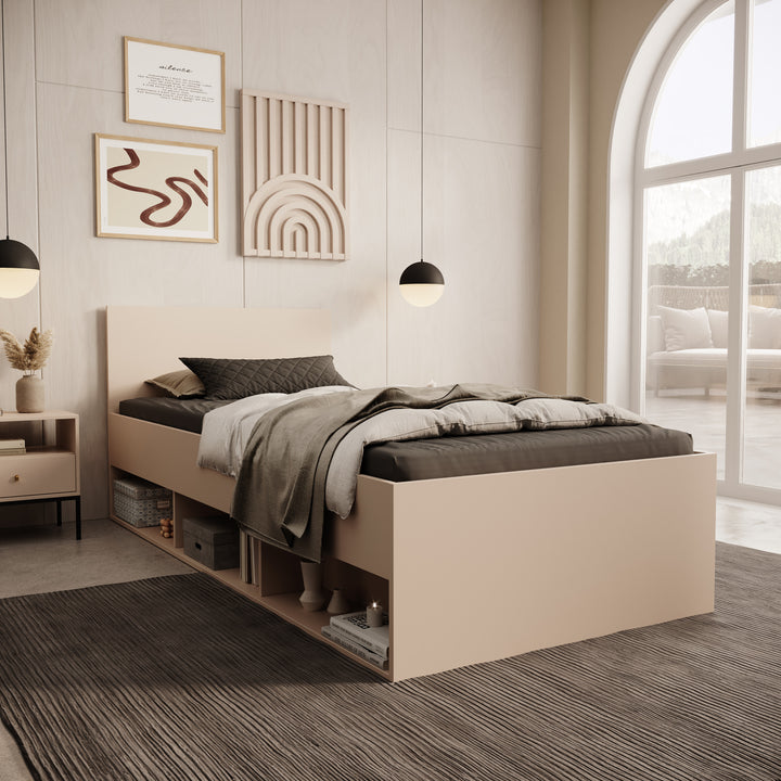 Lombok - Eenpersoonsbed - Beige - 90x200 cm