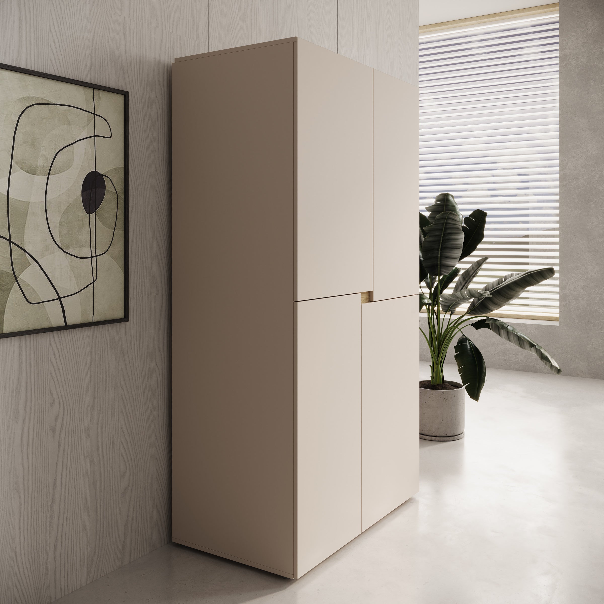 Lombok - Kledingkast 4 deurs - Beige - 100x57x184 cm