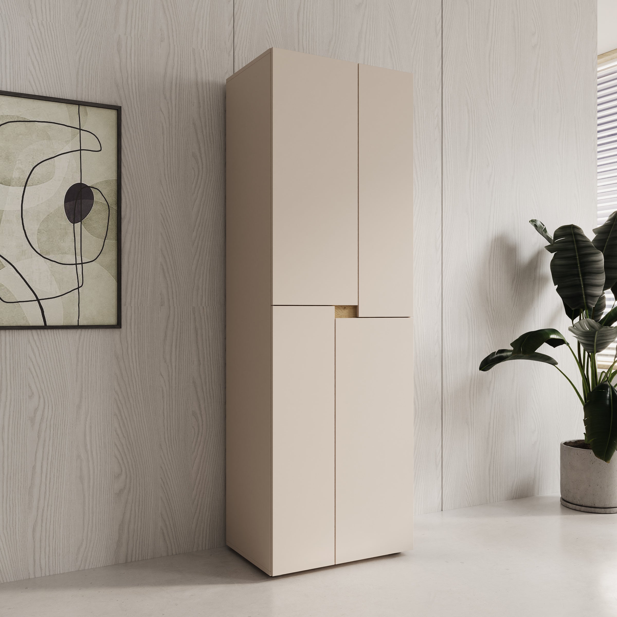 Lombok - Kledingkast met 4 deuren - Beige - 60x42x184 cm