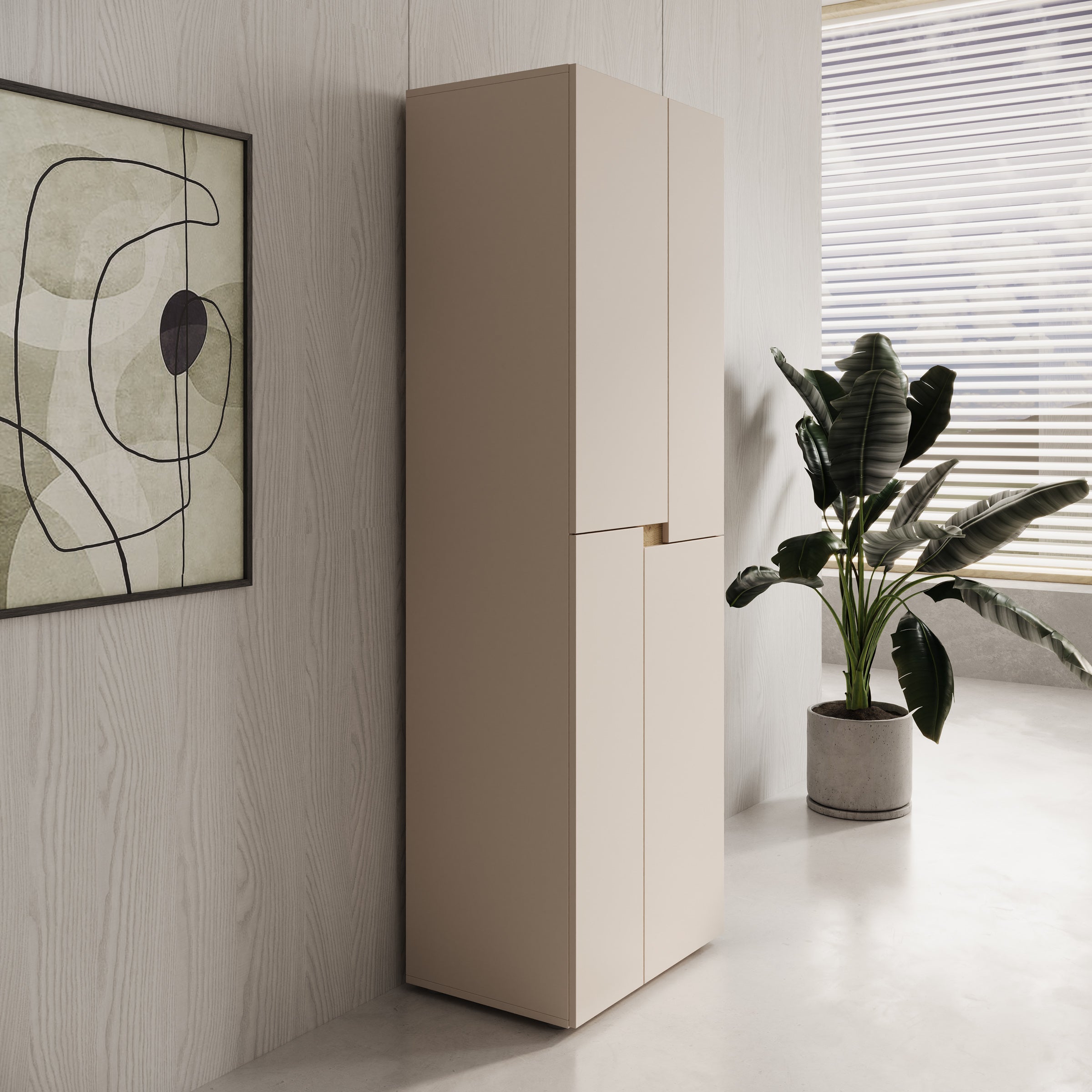 Lombok - Kledingkast met 4 deuren - Beige - 60x42x184 cm