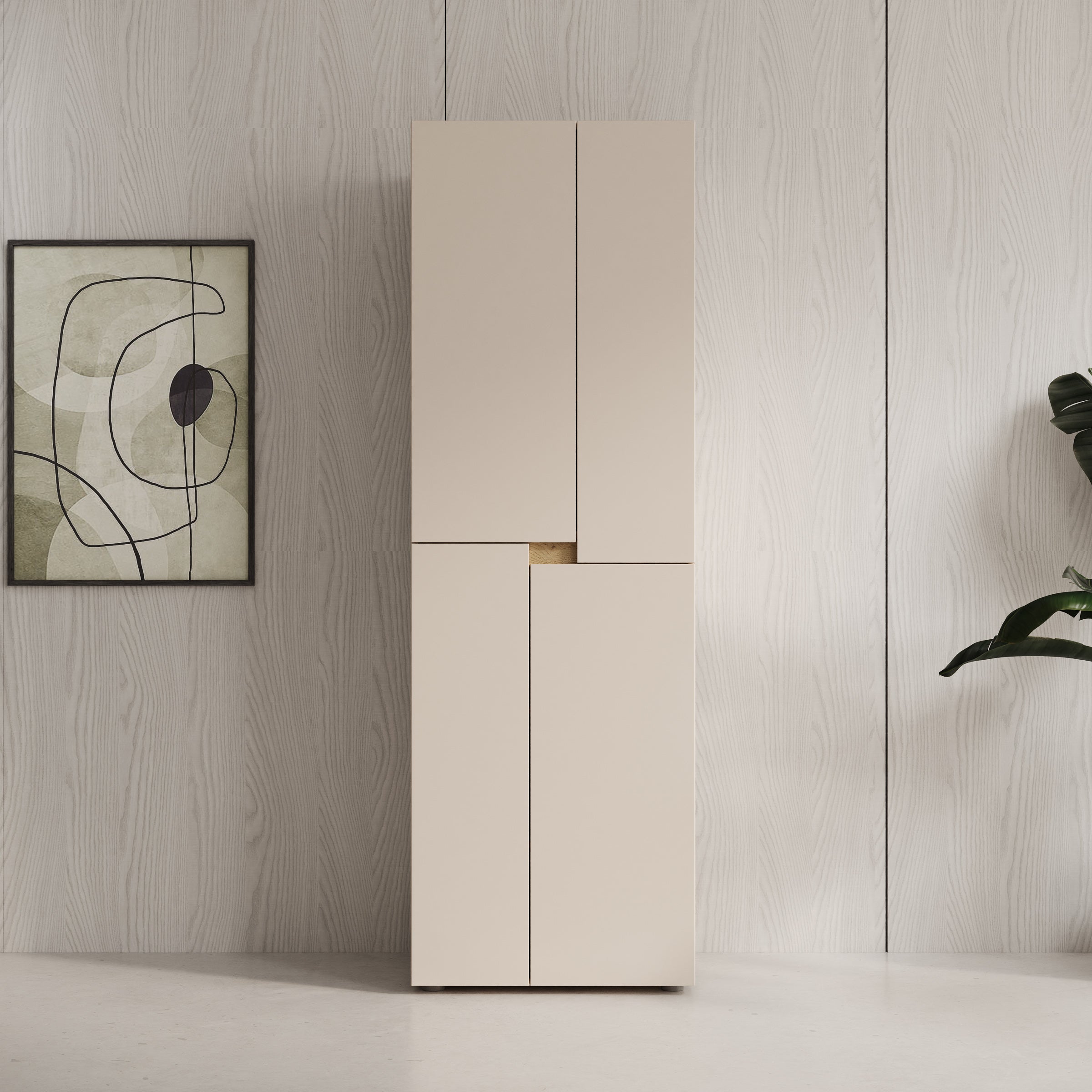 Lombok - Kledingkast met 4 deuren - Beige - 60x42x184 cm