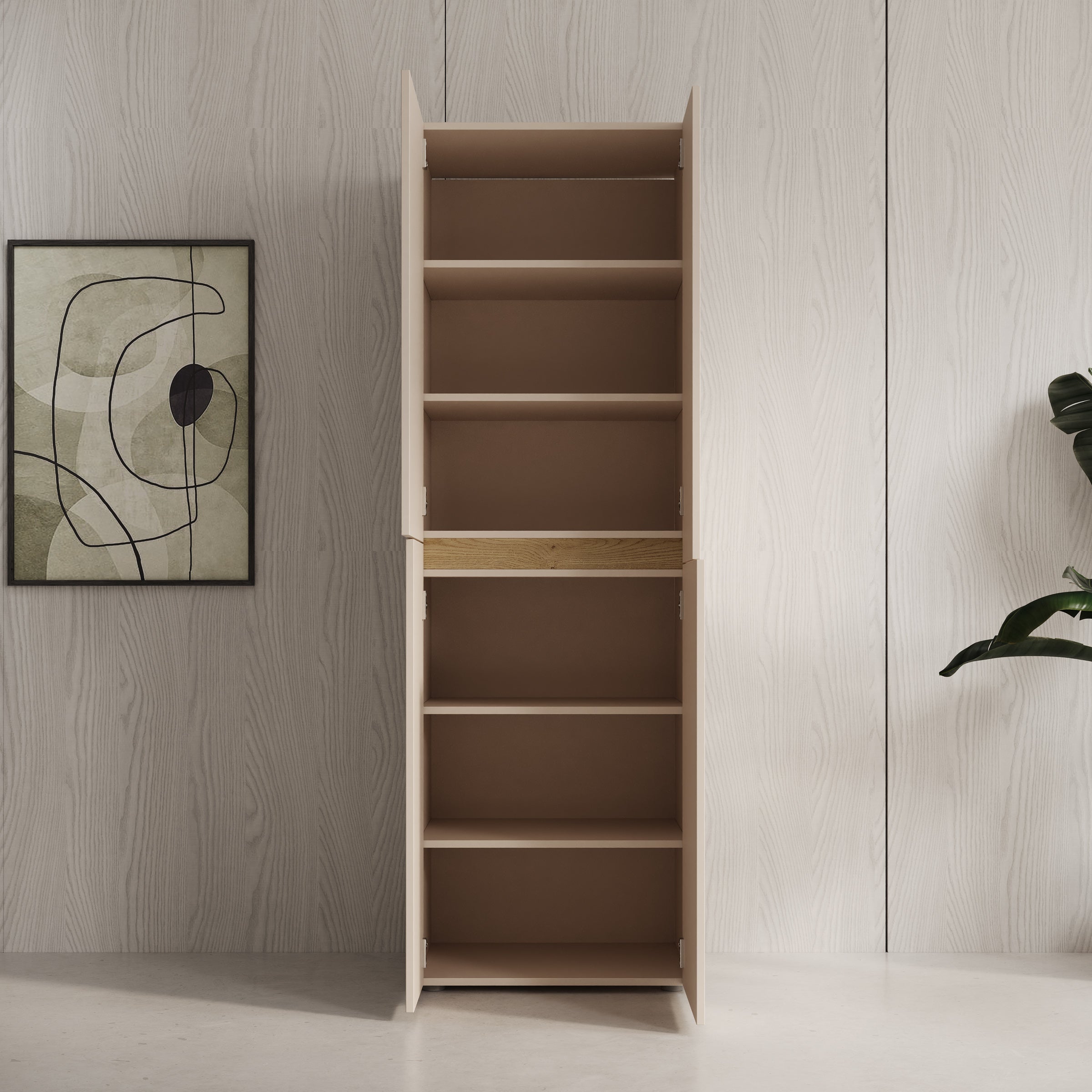 Lombok - Kledingkast met 4 deuren - Beige - 60x42x184 cm