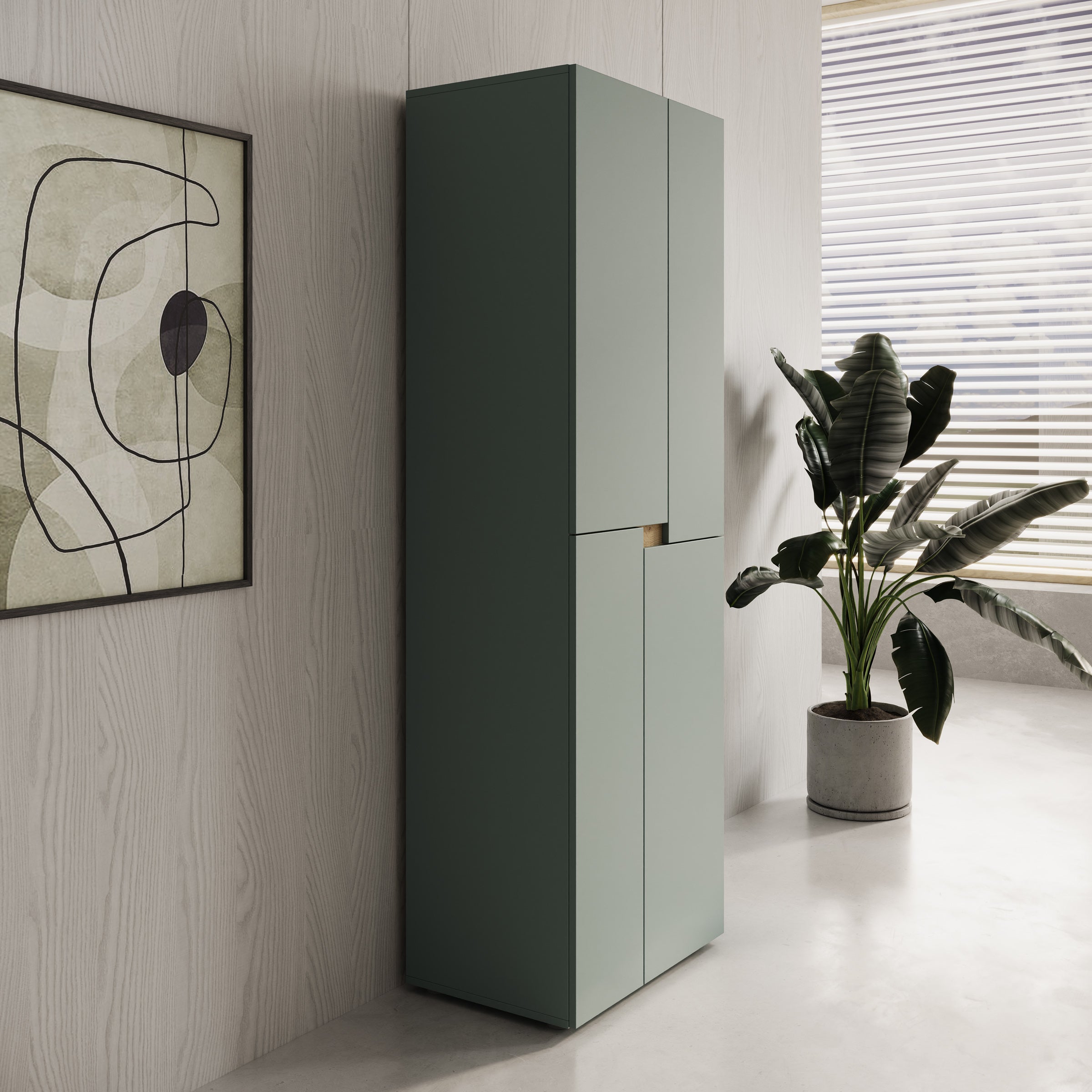 Lombok - Kledingkast met 4 deuren - Groen - 60x42x184 cm