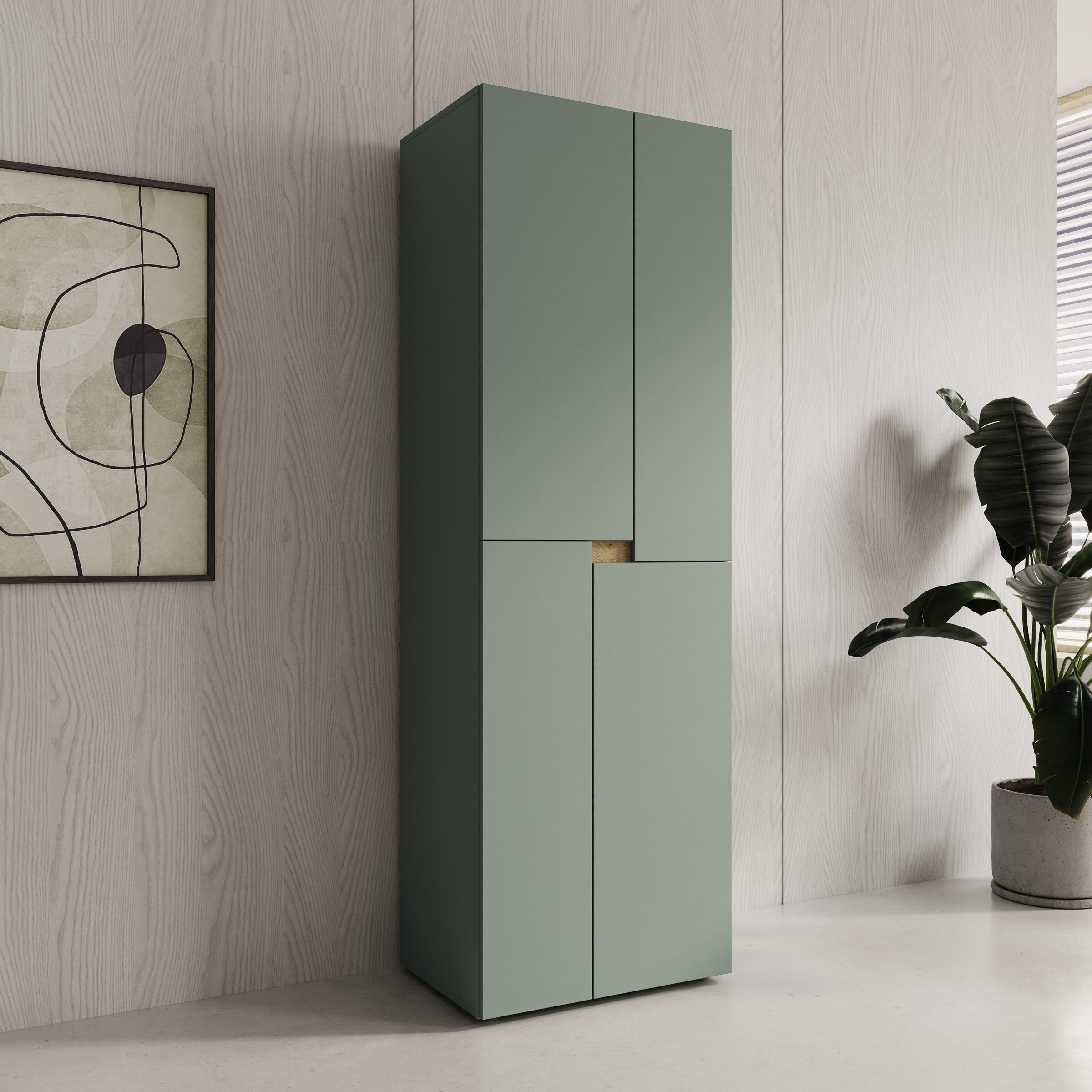 Lombok - Kledingkast met 4 deuren - Groen - 60x42x184 cm