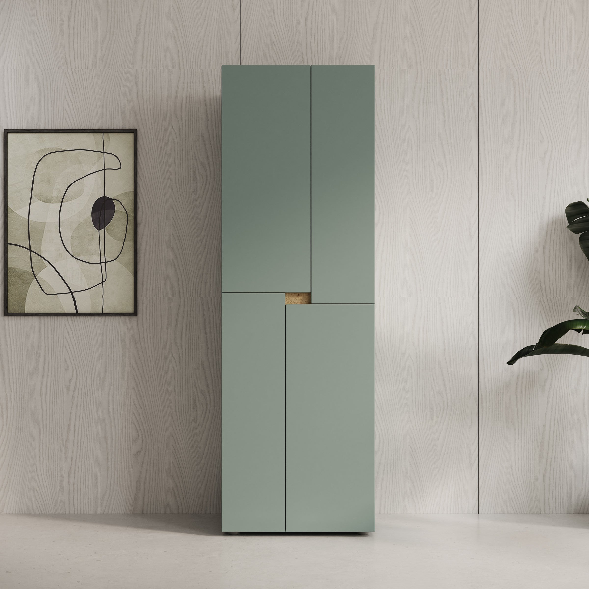 Lombok - Kledingkast met 4 deuren - Groen - 60x42x184 cm