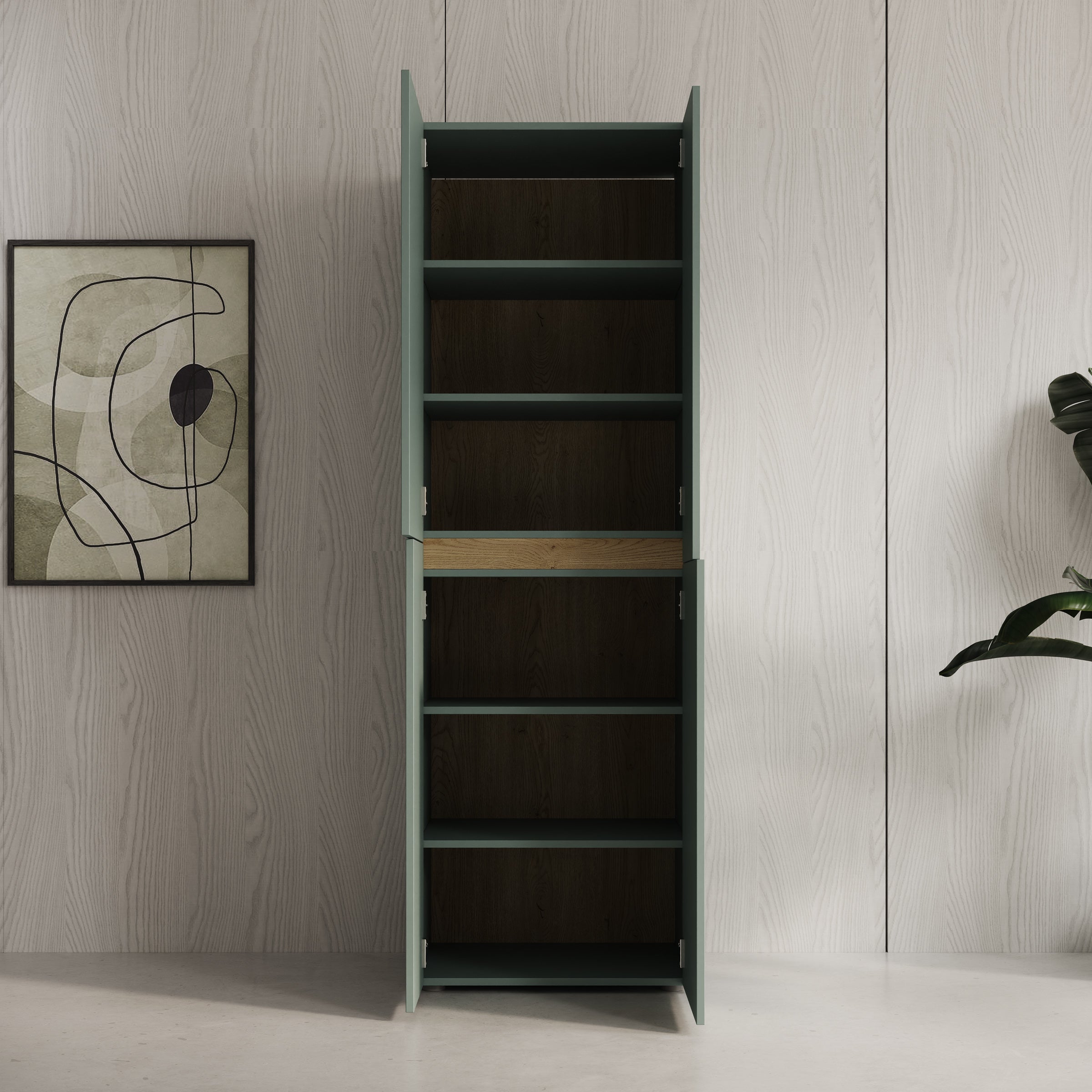 Lombok - Kledingkast met 4 deuren - Groen - 60x42x184 cm