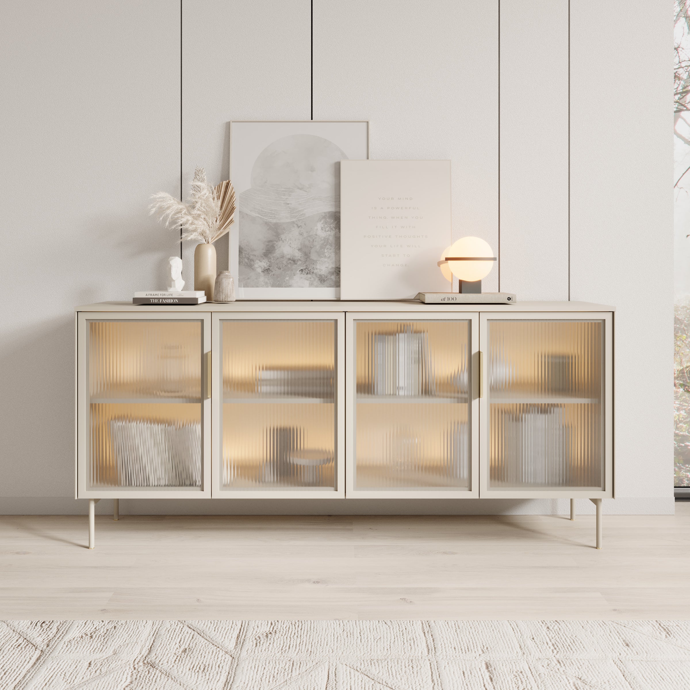 Lomo - Dressoir - Beige - 181x39x62 cm