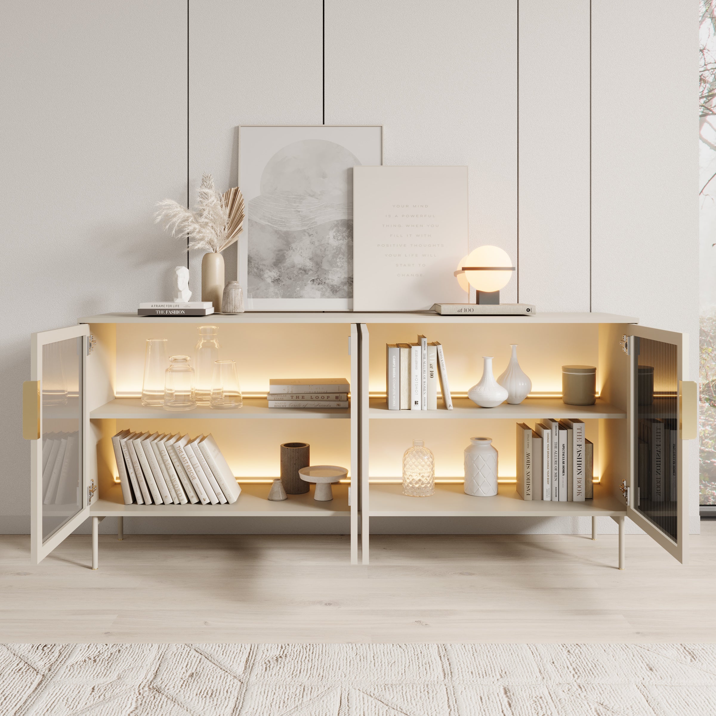 Lomo - Dressoir - Beige - 181x39x62 cm