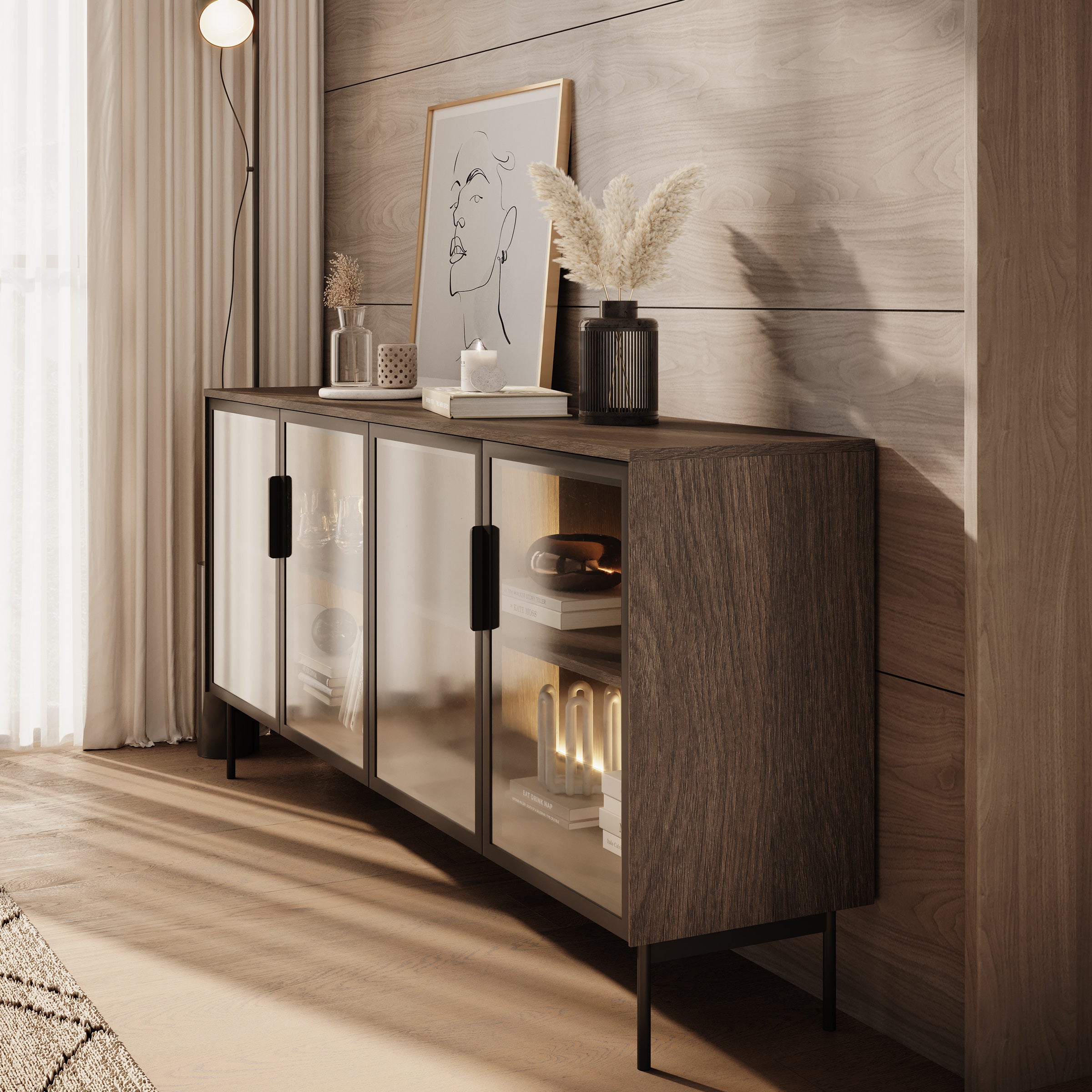 Lomo - Dressoir - Donker eiken - 181x39x62 cm