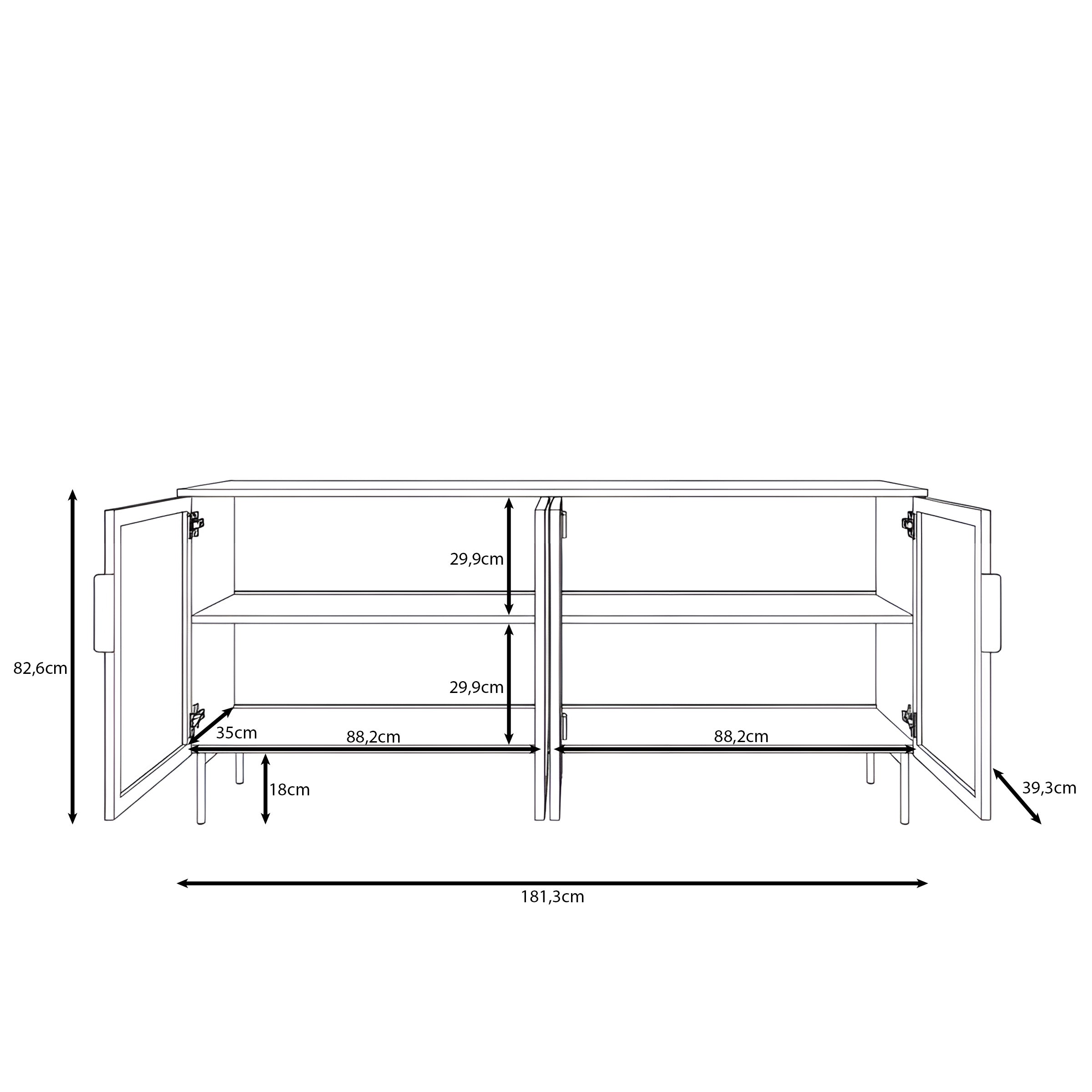 Lomo - Dressoir - Donker eiken - 181x39x83 cm