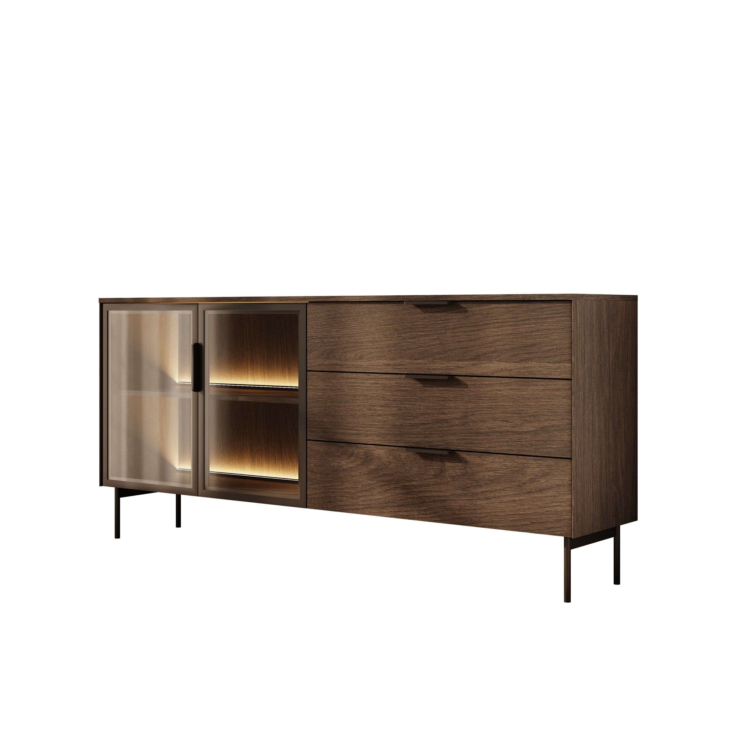 Lomo - Dressoir 3 lades - Donker eiken - 181x39x83 cm