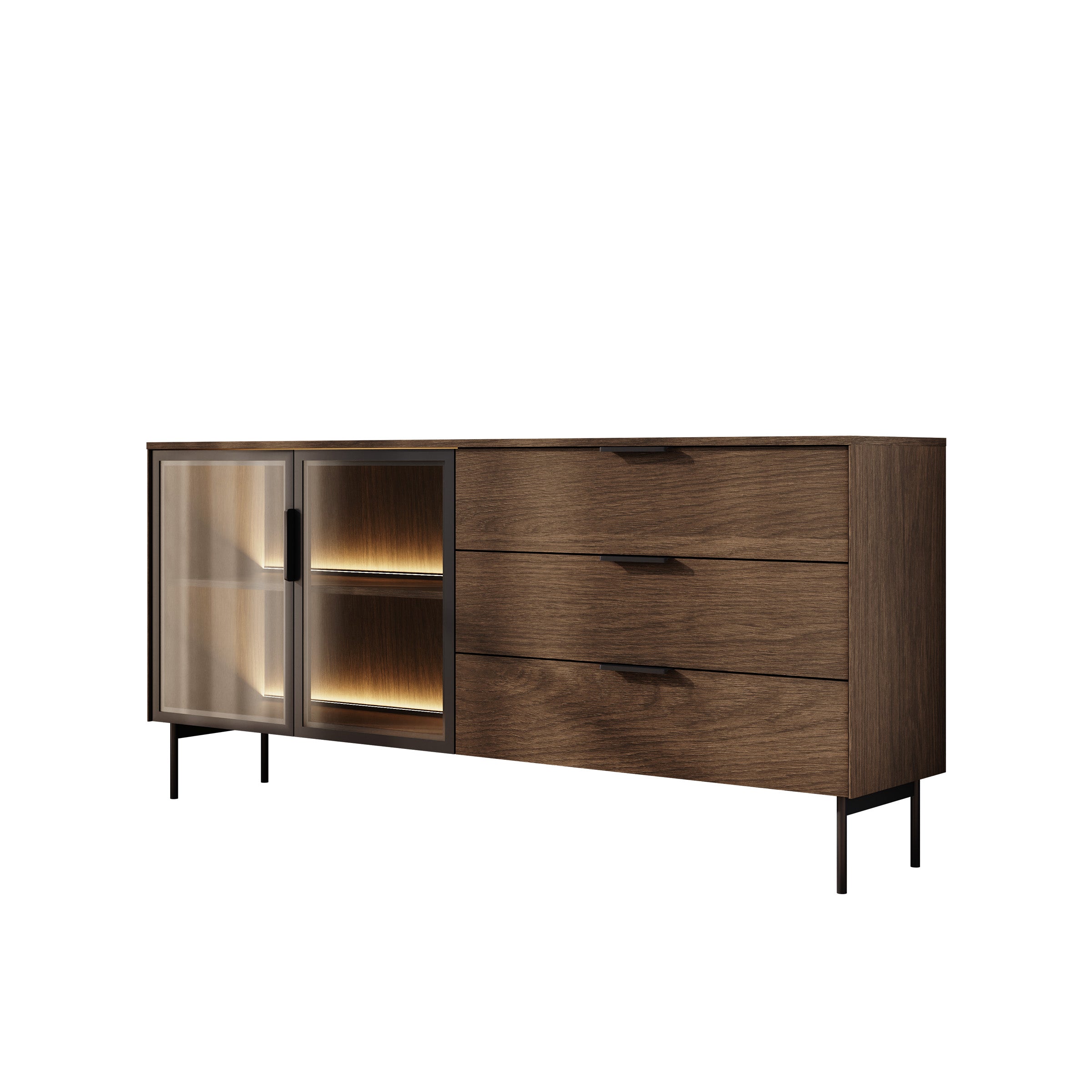 Lomo - Dressoir 3 lades - Donker eiken - 181x39x83 cm
