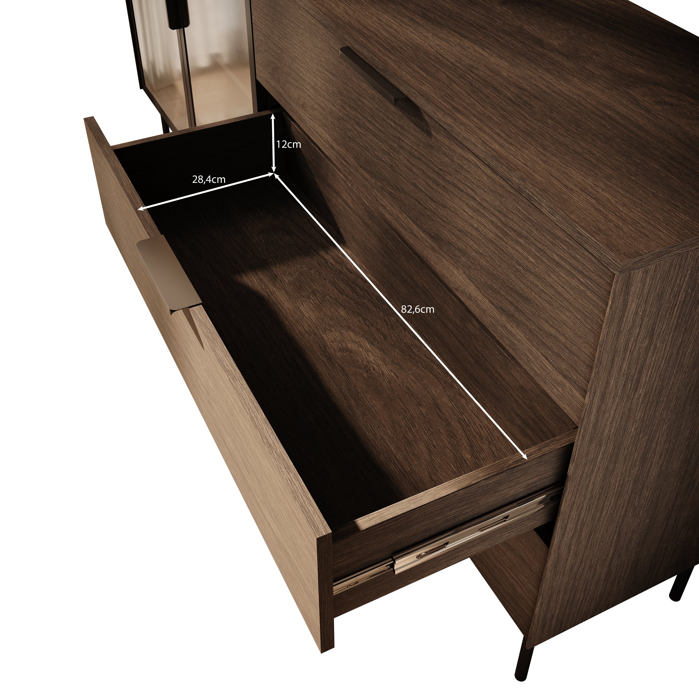 Lomo - Dressoir 3 lades - Donker eiken - 181x39x83 cm