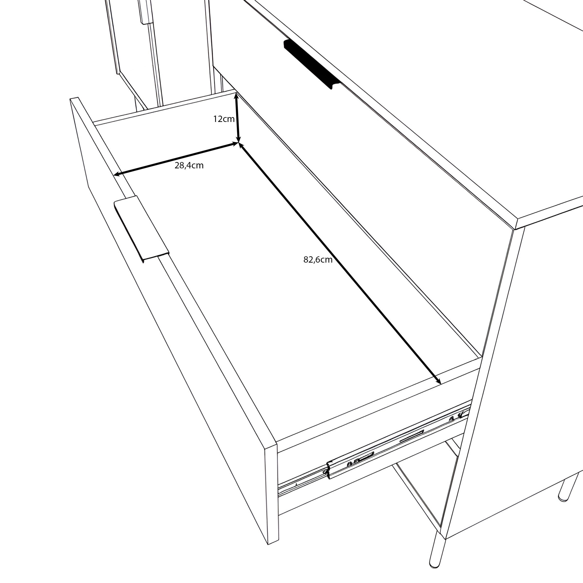 Lomo - Dressoir 3 lades - Donker eiken - 181x39x83 cm