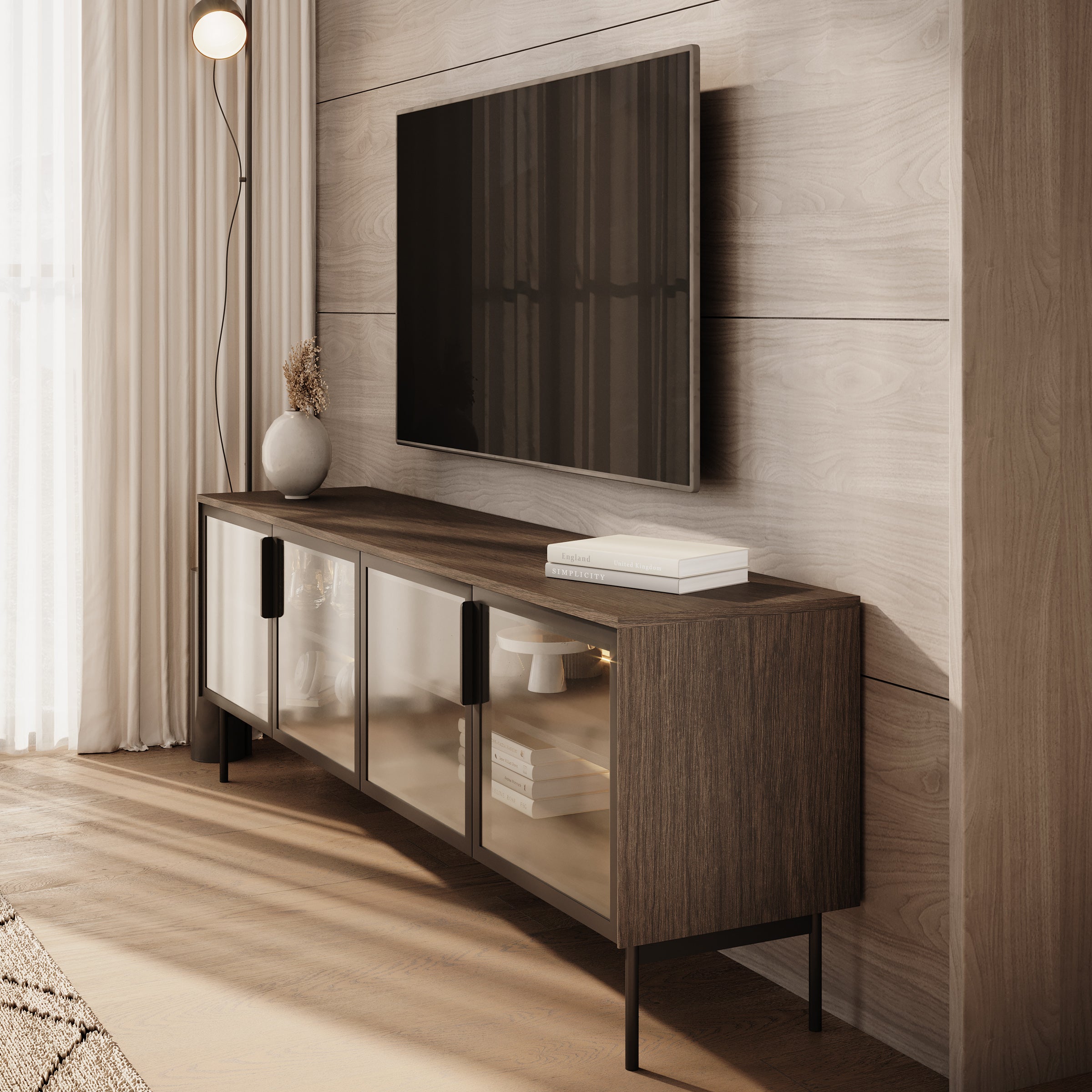 Lomo - TV-Meubel - Donker eiken - 181x39x62 cm