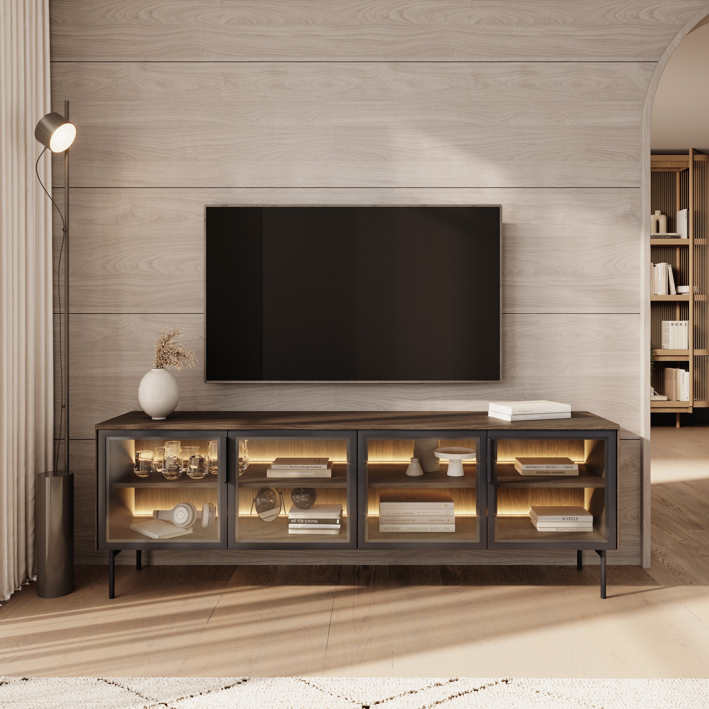 Lomo - TV-Meubel - Donker eiken - 181x39x62 cm