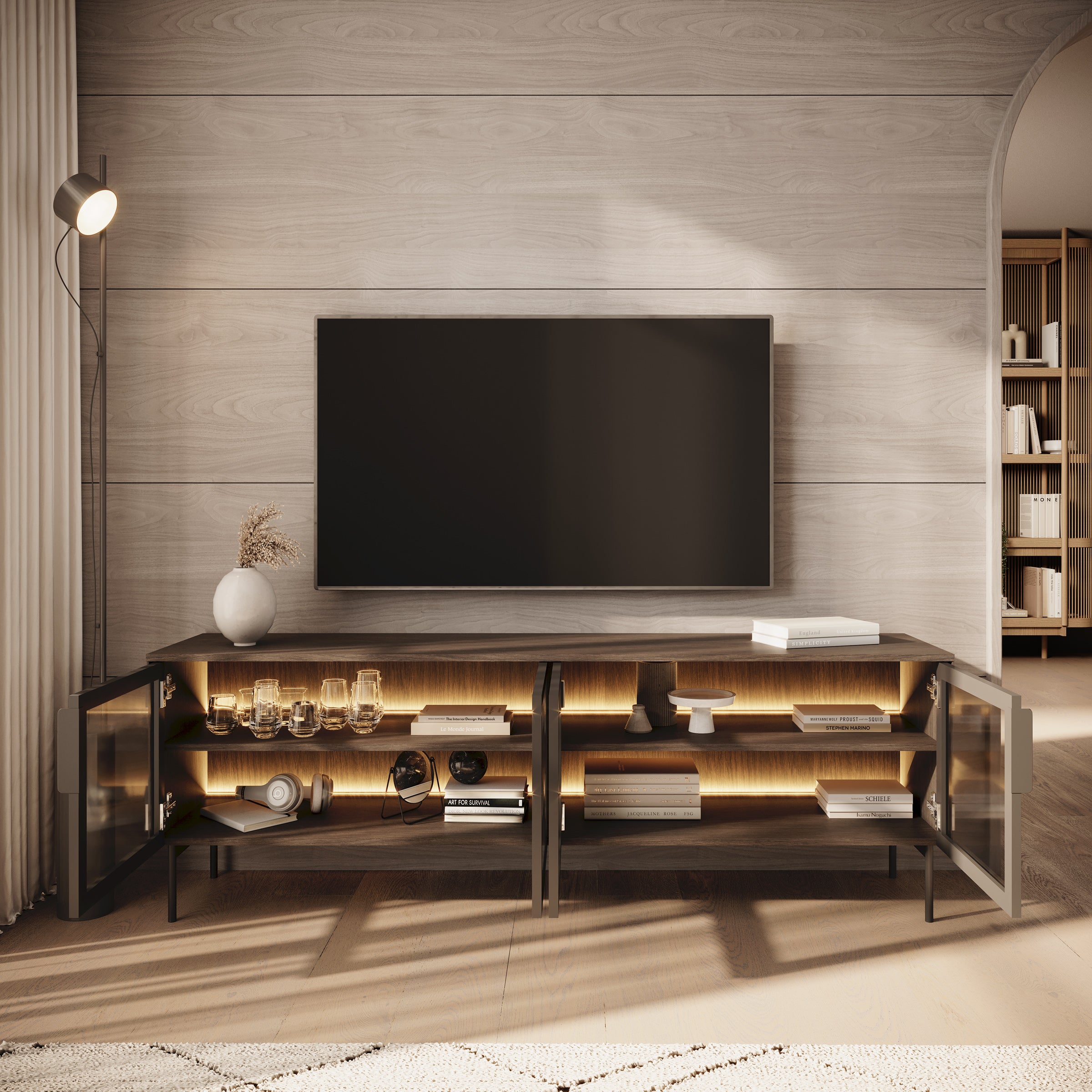 Lomo - TV-Meubel - Donker eiken - 181x39x62 cm