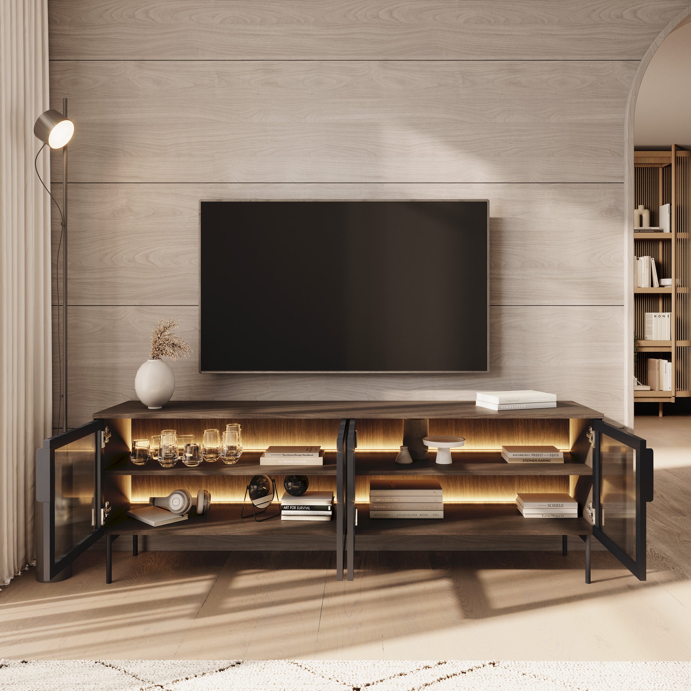 Lomo - TV-Meubel - Donker eiken - 181x39x62 cm