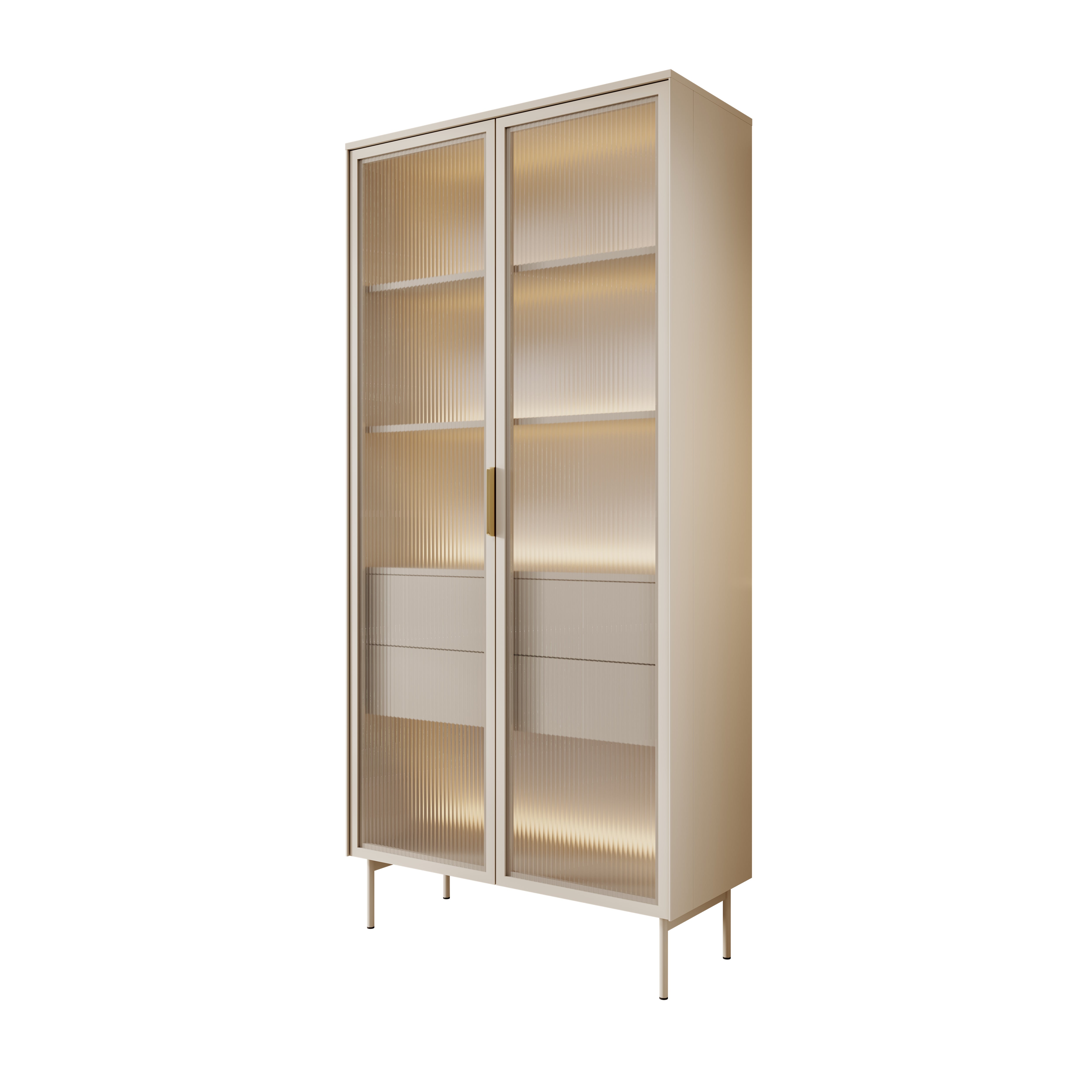 Lomo - Vitrinekast - Beige - 92x39x195 cm