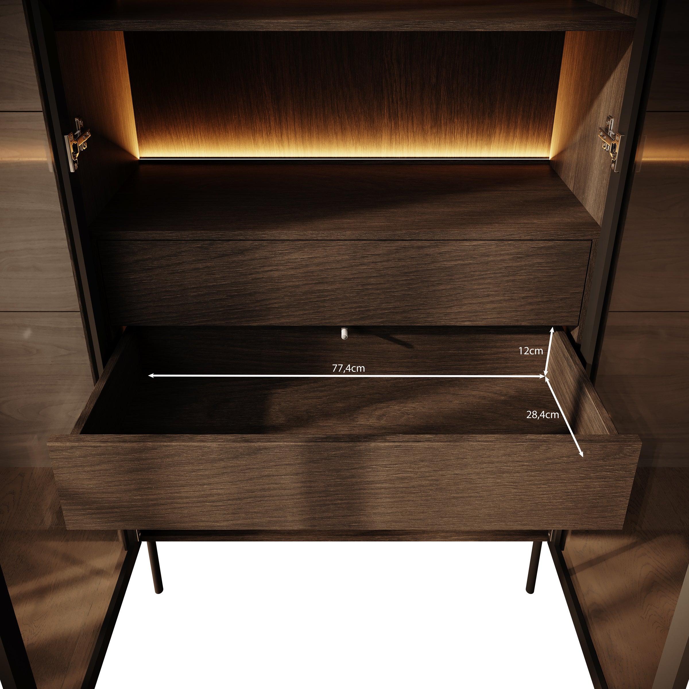 Lomo - Vitrinekast - Beige - 92x39x195 cm