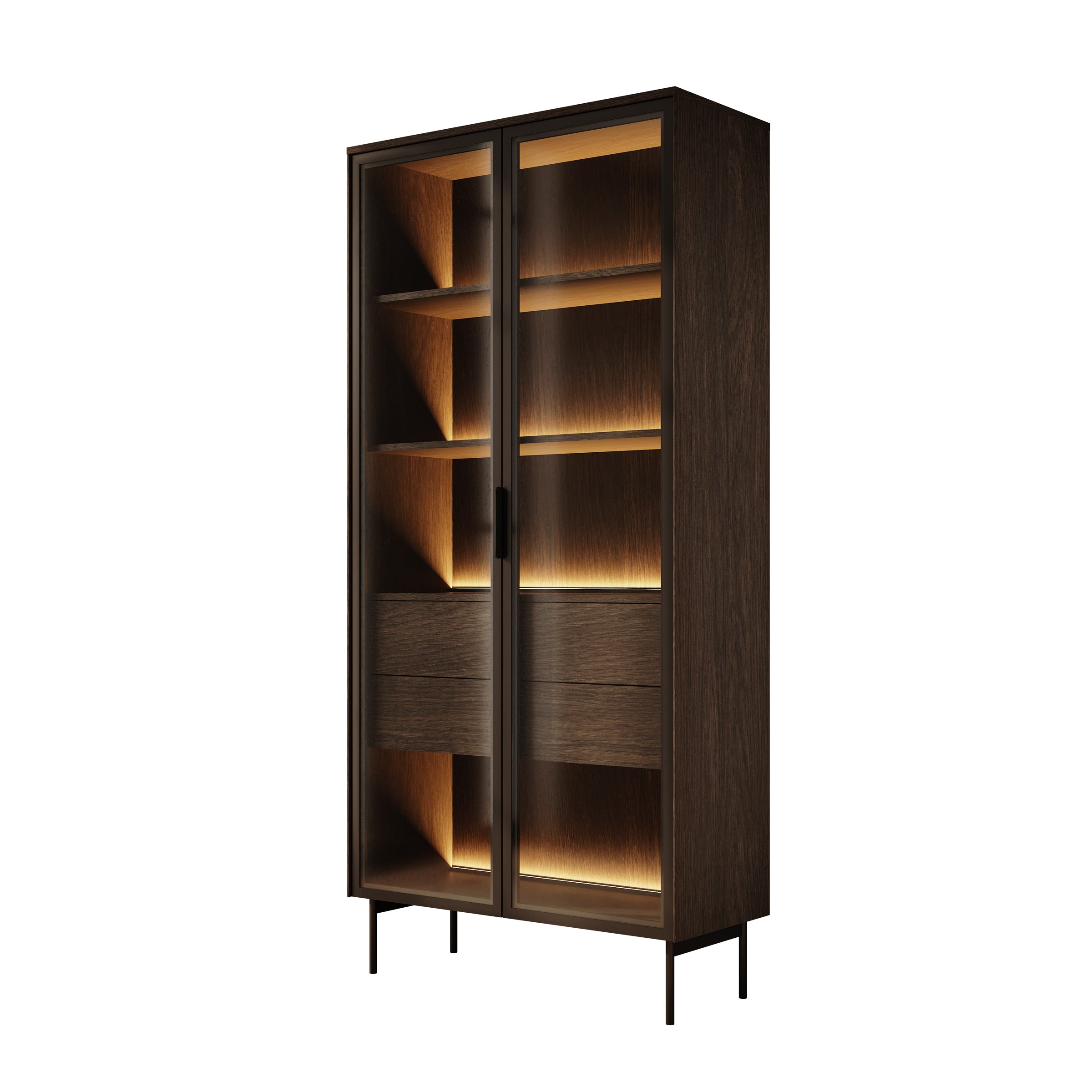 Lomo - Vitrinekast - Donker eiken - 92x39x195 cm