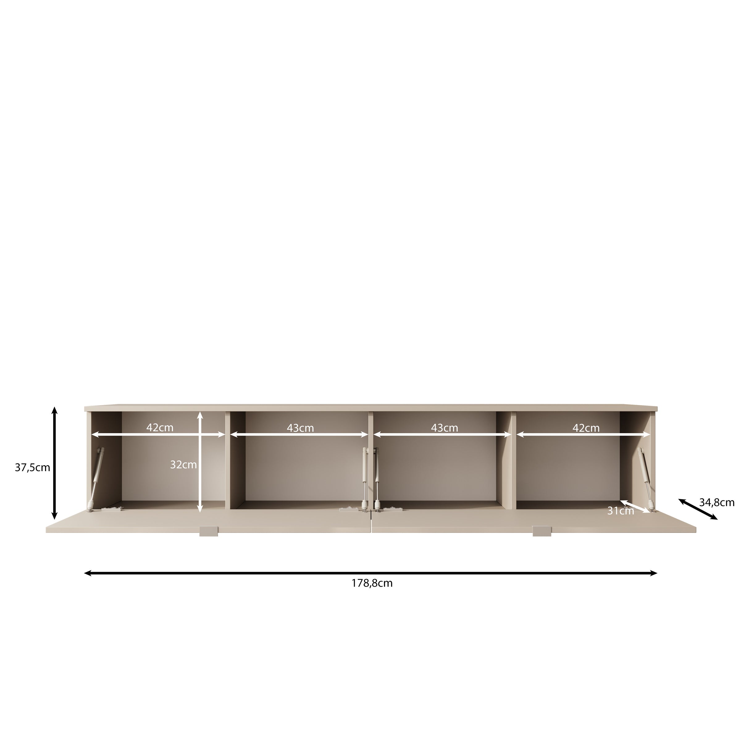 Lornes - TV-Meubel - Beige - 180x35x38 cm