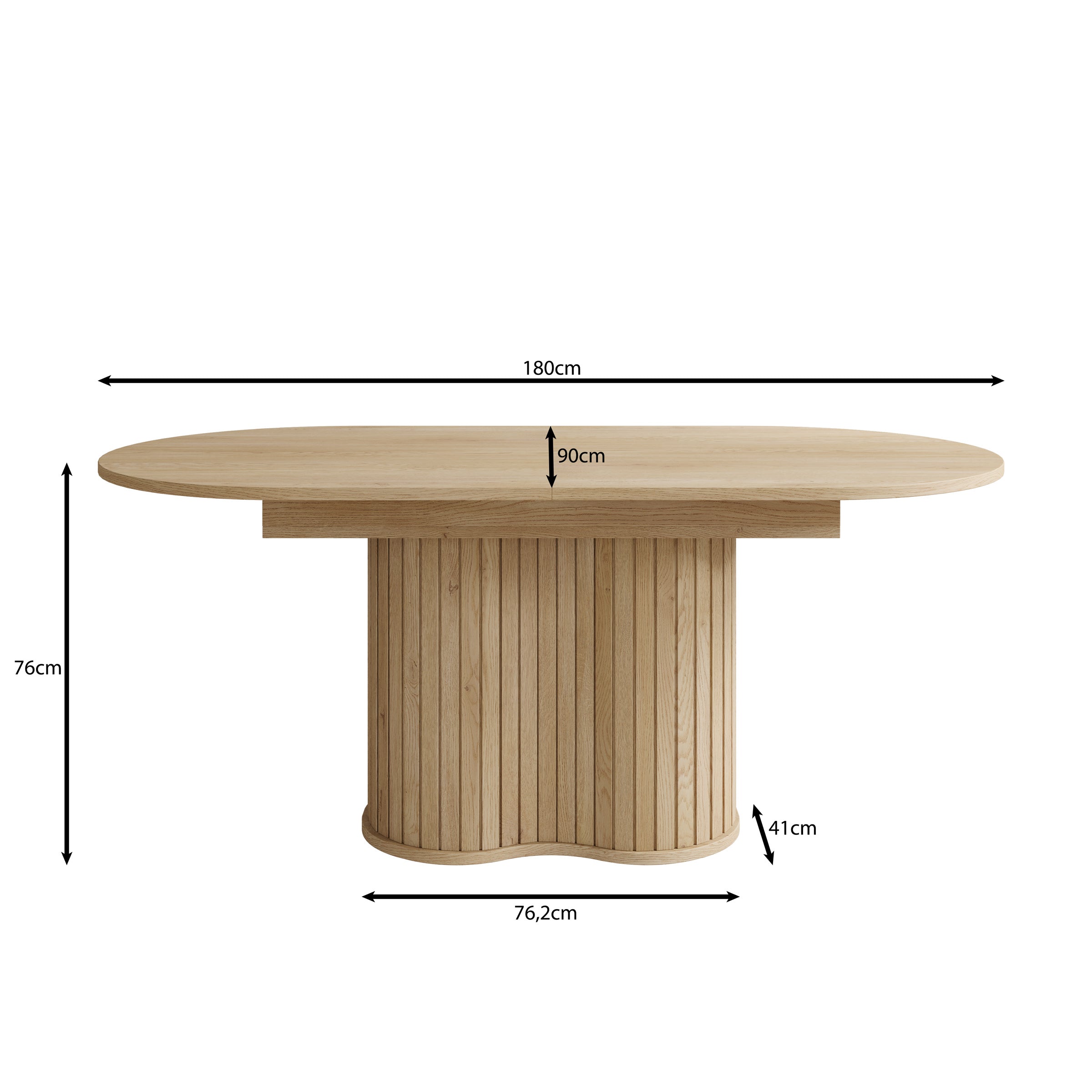Loro - Eetkamertafel ovaal - Uitschuifbaar - Eikenpatroon - 180-220x90x76 cm