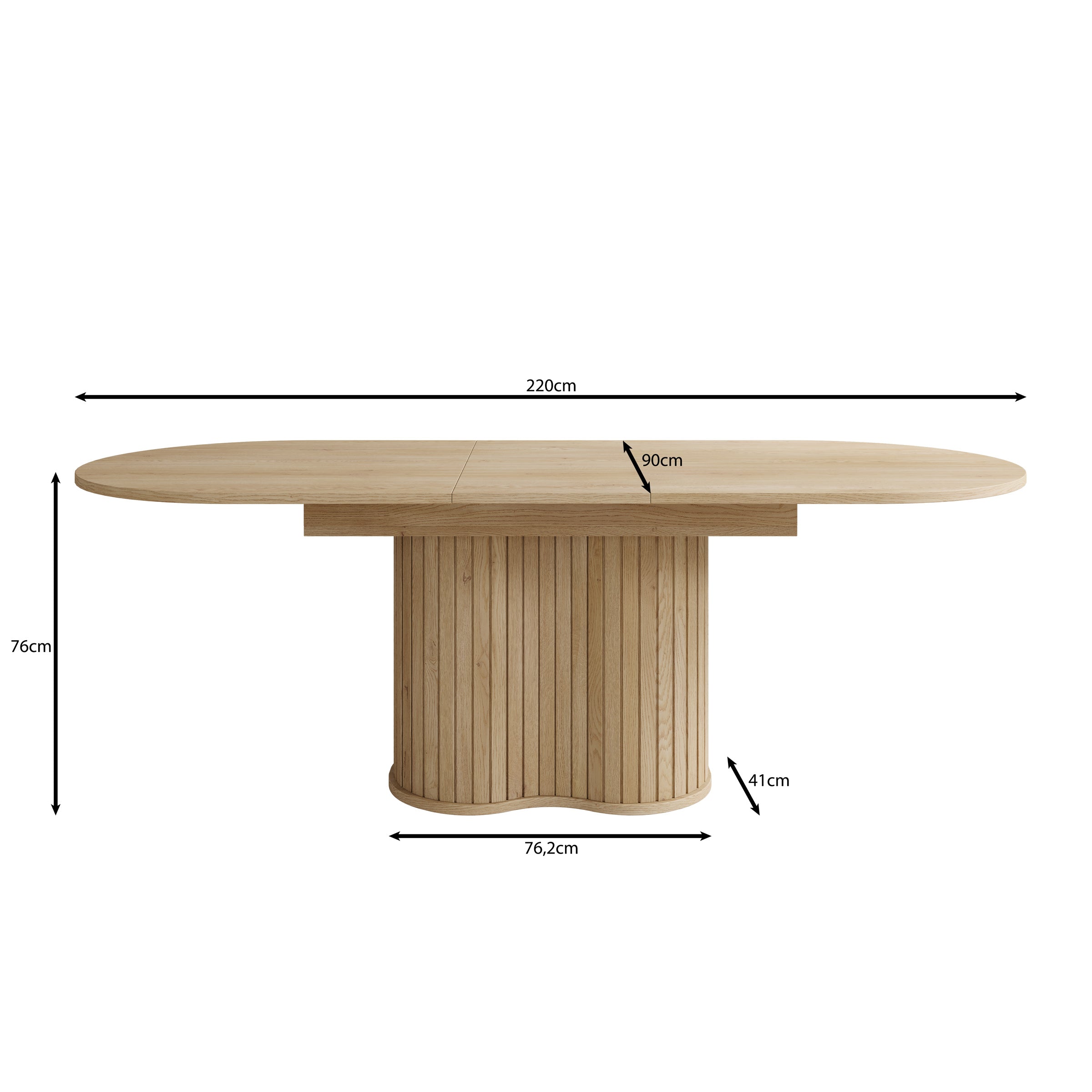 Loro - Eetkamertafel ovaal - Uitschuifbaar - Eikenpatroon - 180-220x90x76 cm