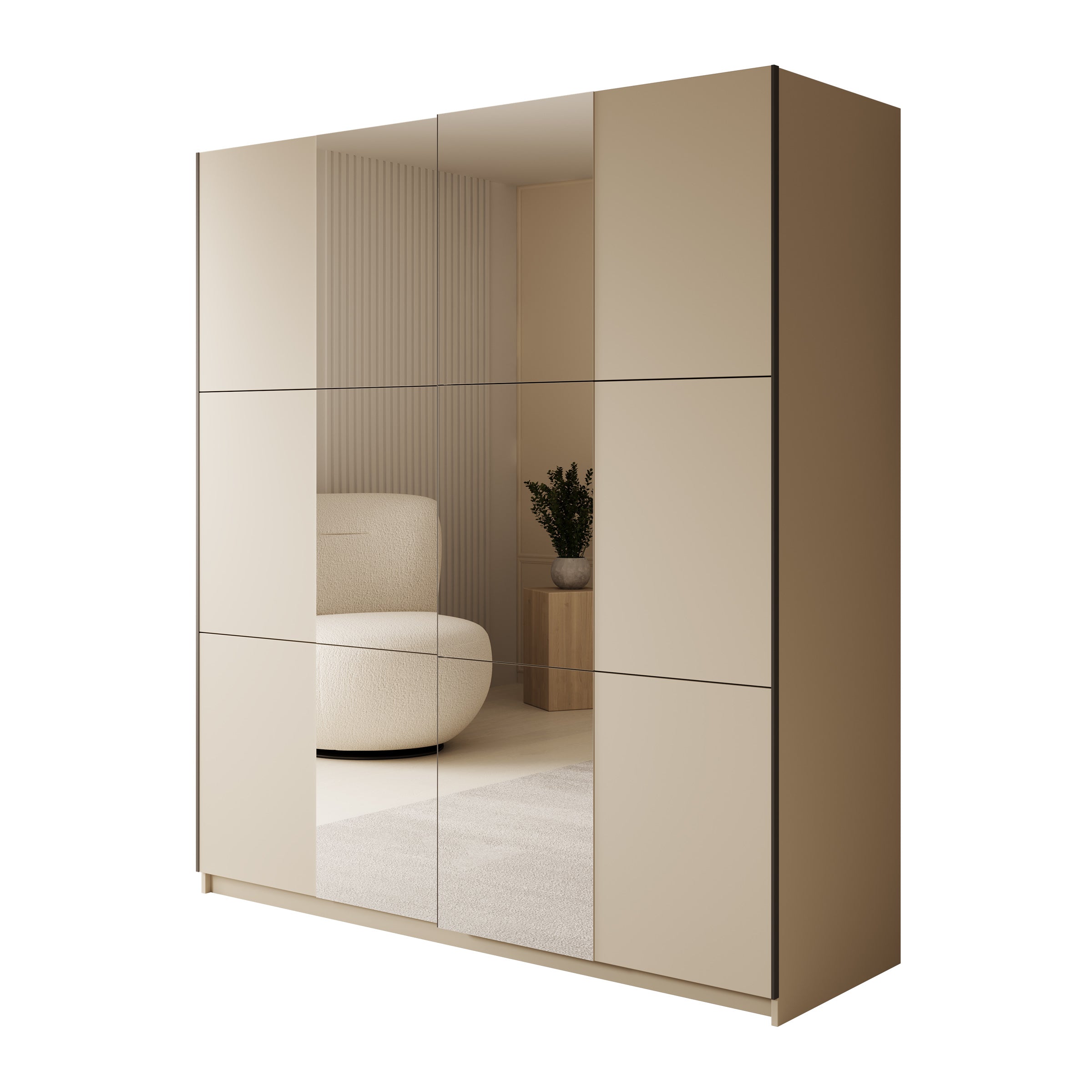 Luce - Kledingkast met schuifdeuren - Beige - 180x55x201 cm
