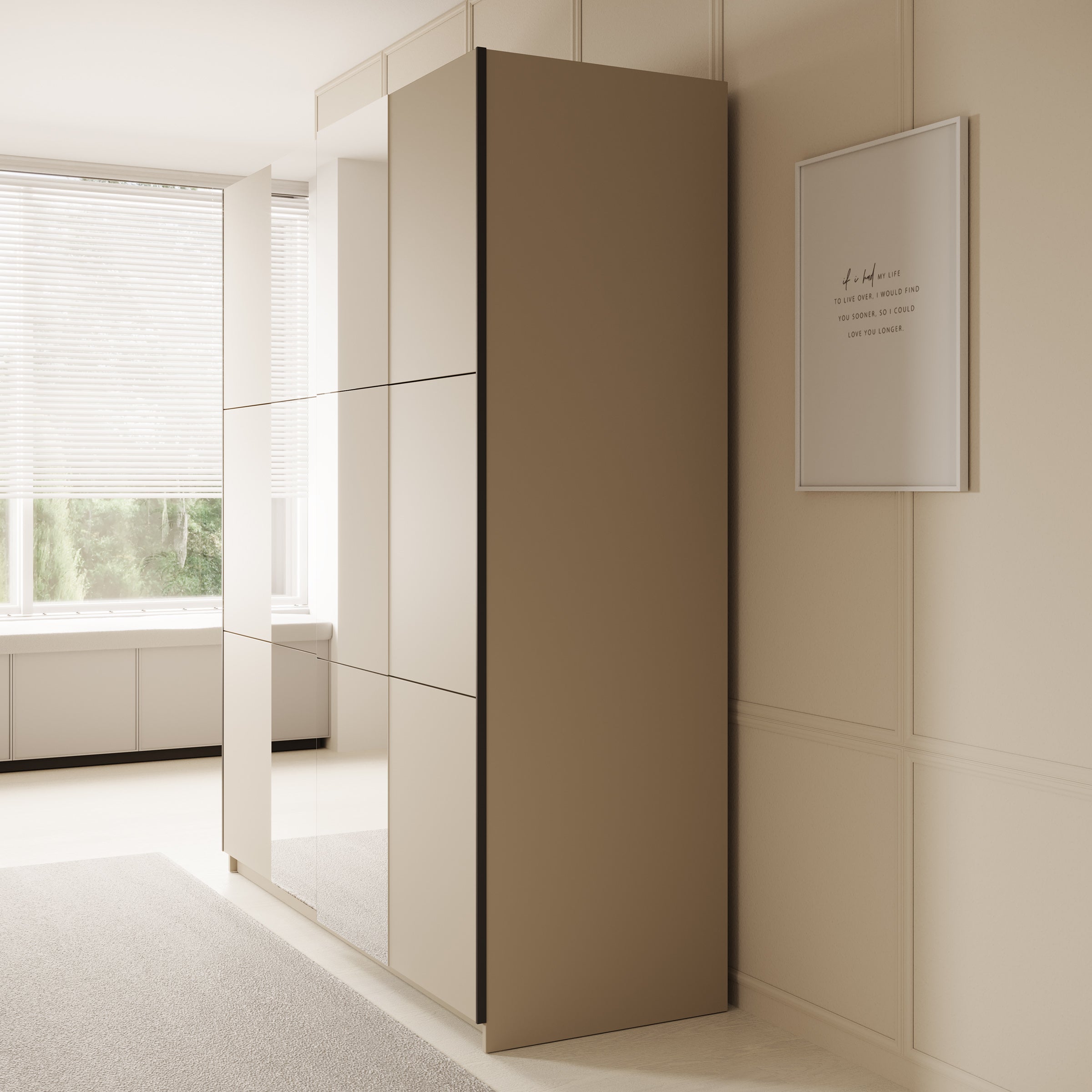 Luce - Kledingkast met schuifdeuren - Beige - 180x55x201 cm
