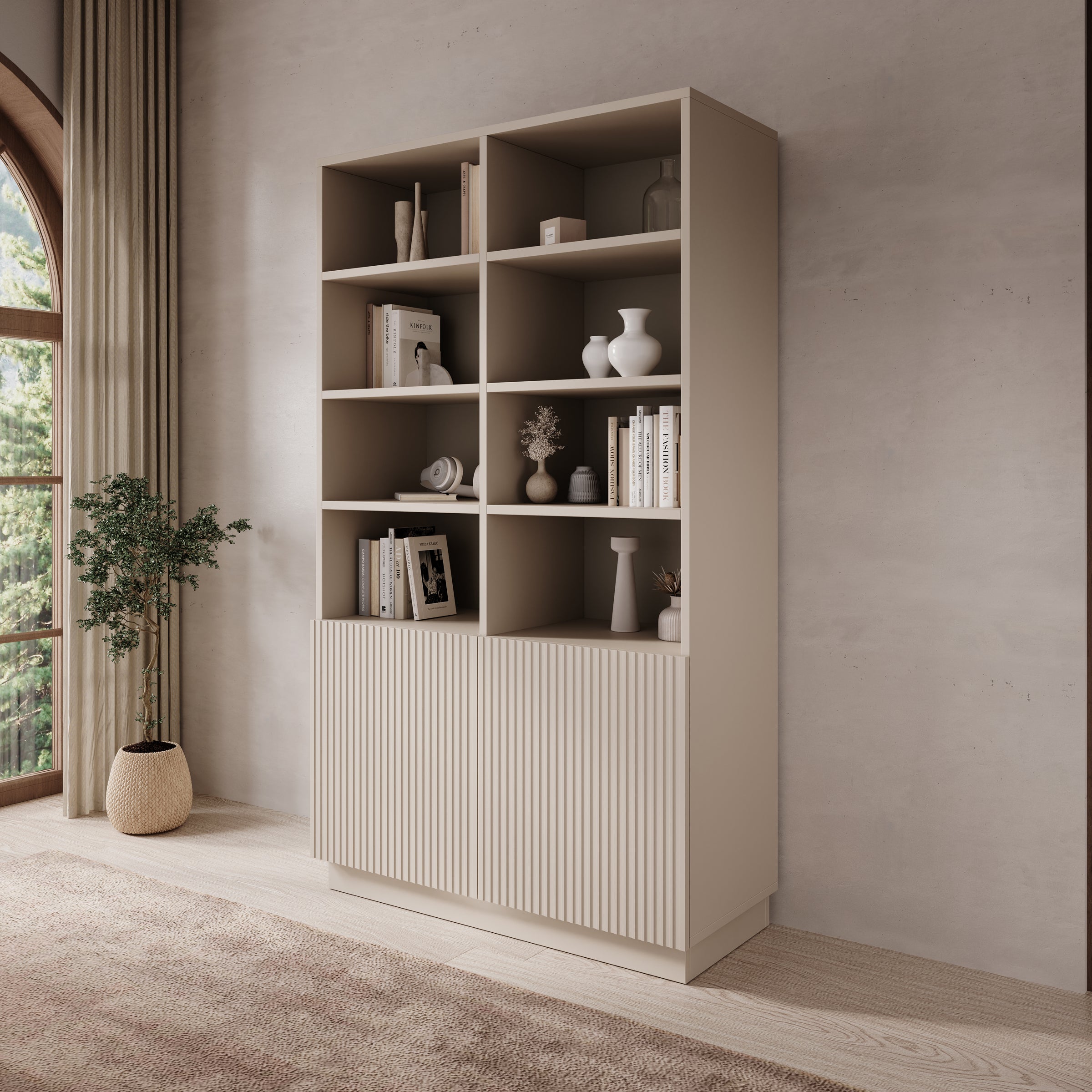 Lucera - Boekenkast - Beige - 100x42x173 cm