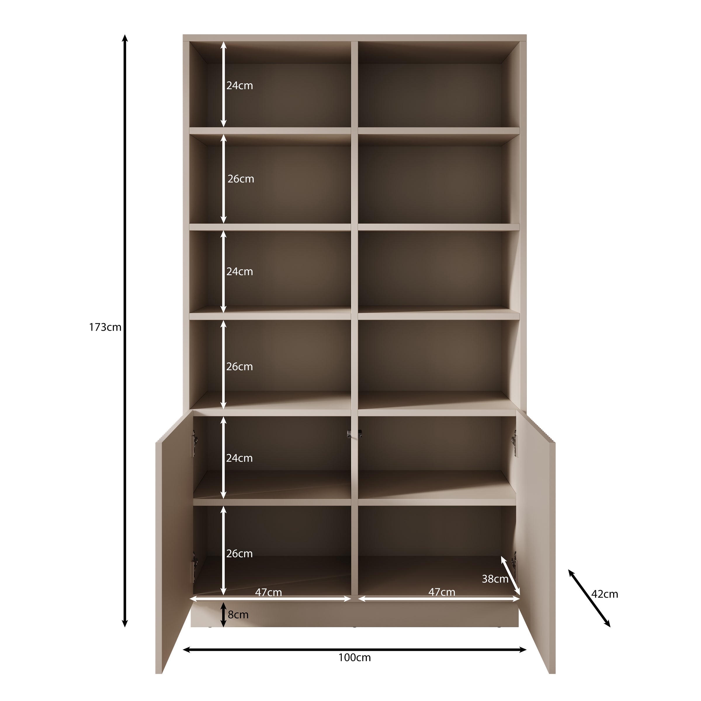 Lucera - Boekenkast - Beige - 100x42x173 cm