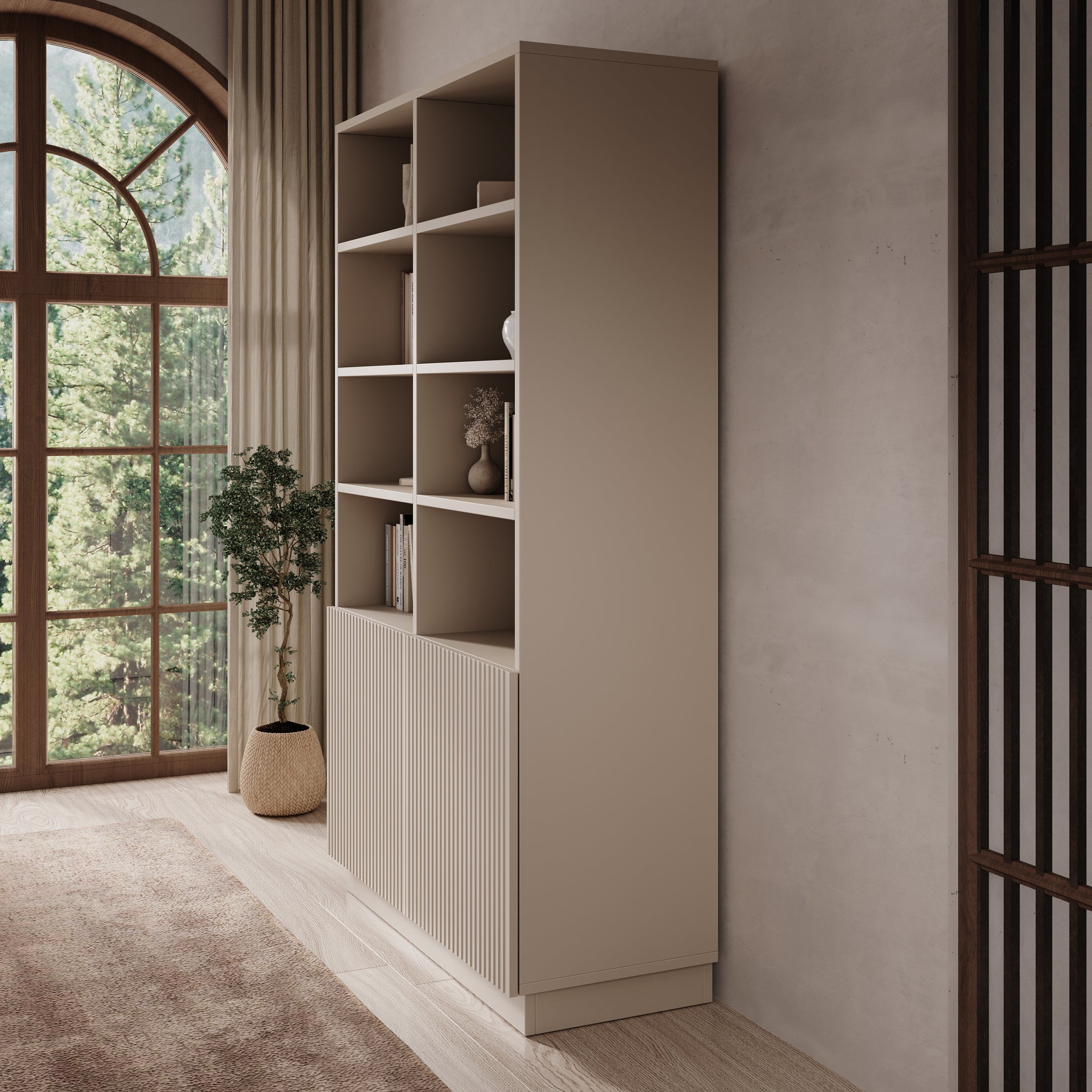 Lucera - Boekenkast - Beige - 100x42x173 cm