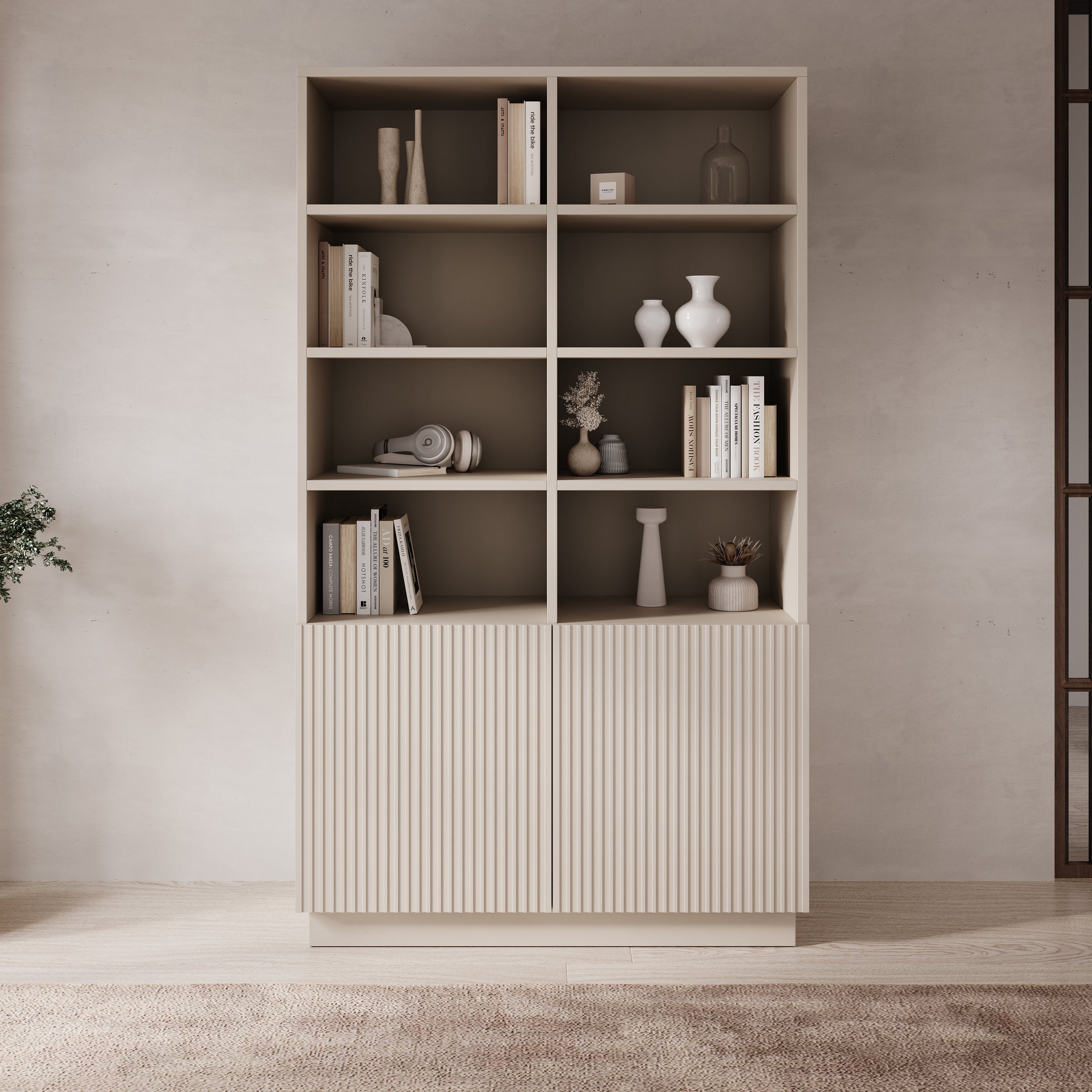 Lucera - Boekenkast - Beige - 100x42x173 cm