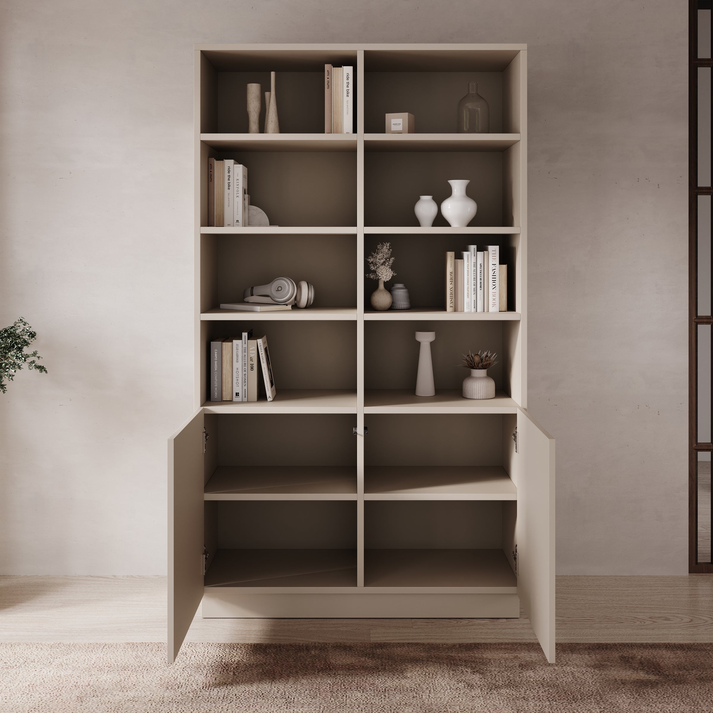 Lucera - Boekenkast - Beige - 100x42x173 cm