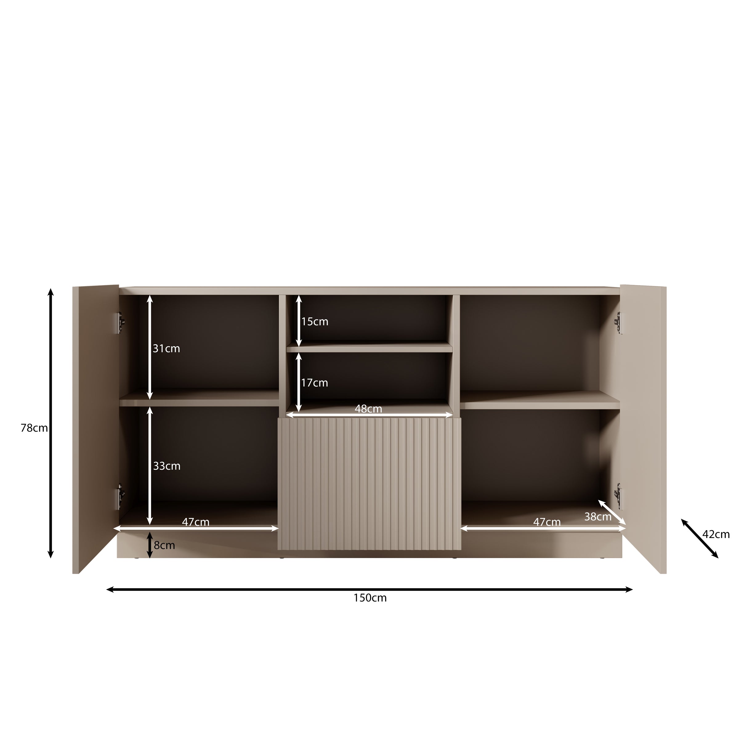Lucera - Dressoir - Beige - 150x42x78 cm